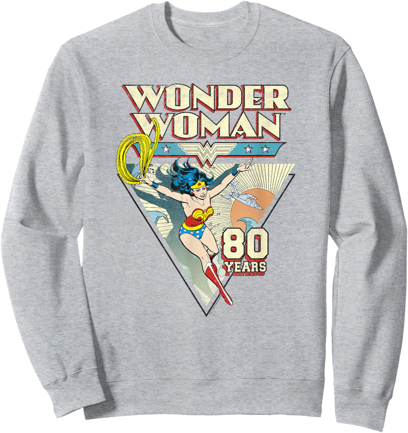 DC Comics Wonder Woman 80th Vintage Comic Triangle Sweatshirt - Sweatshirt | Ash