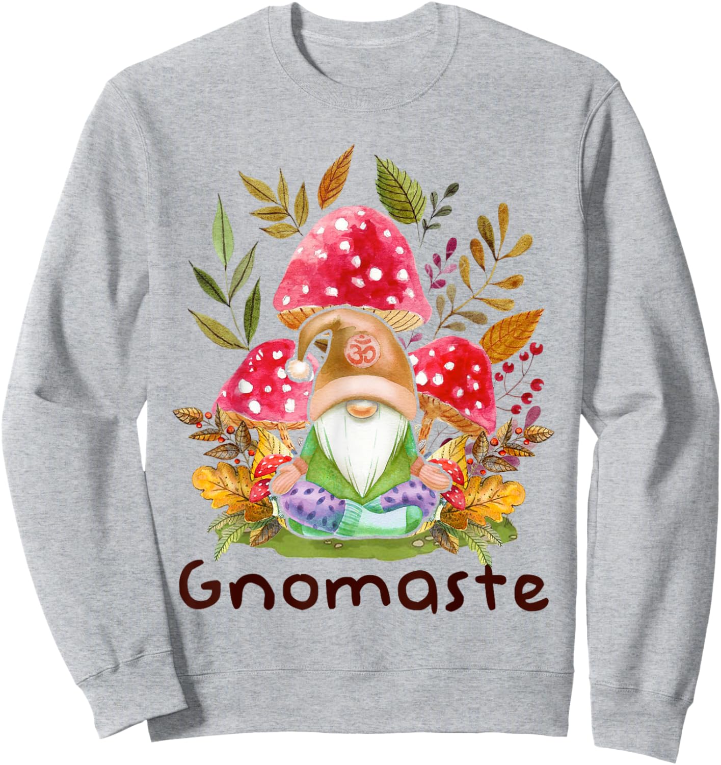 Cute Gnomaste Yoga Gnome Namaste Meditation Zen Sweatshirt - Sweatshirt | Ash