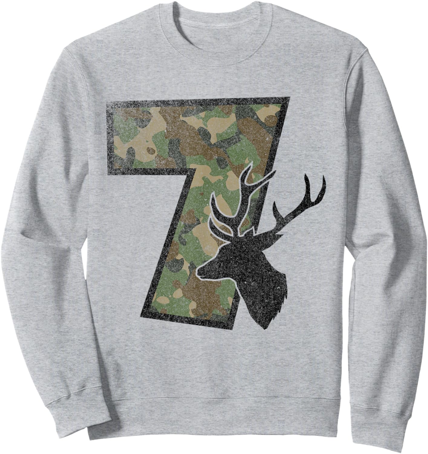 Country Boys Camo 7 Seven Year Old Birthday Deer Hunter Sweatshirt - Sweatshirt | Ash