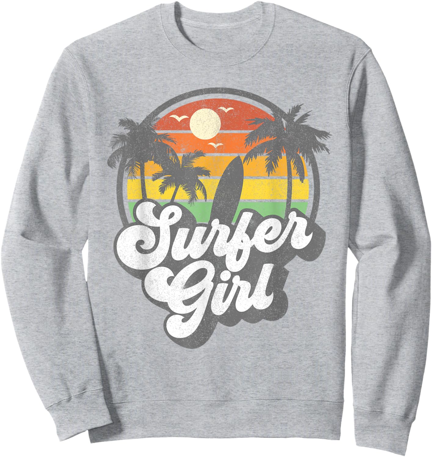 Surfer Girl Beach Retro 70s Vintage Surfing Vacation Gift Sweatshirt - Sweatshirt | Ash