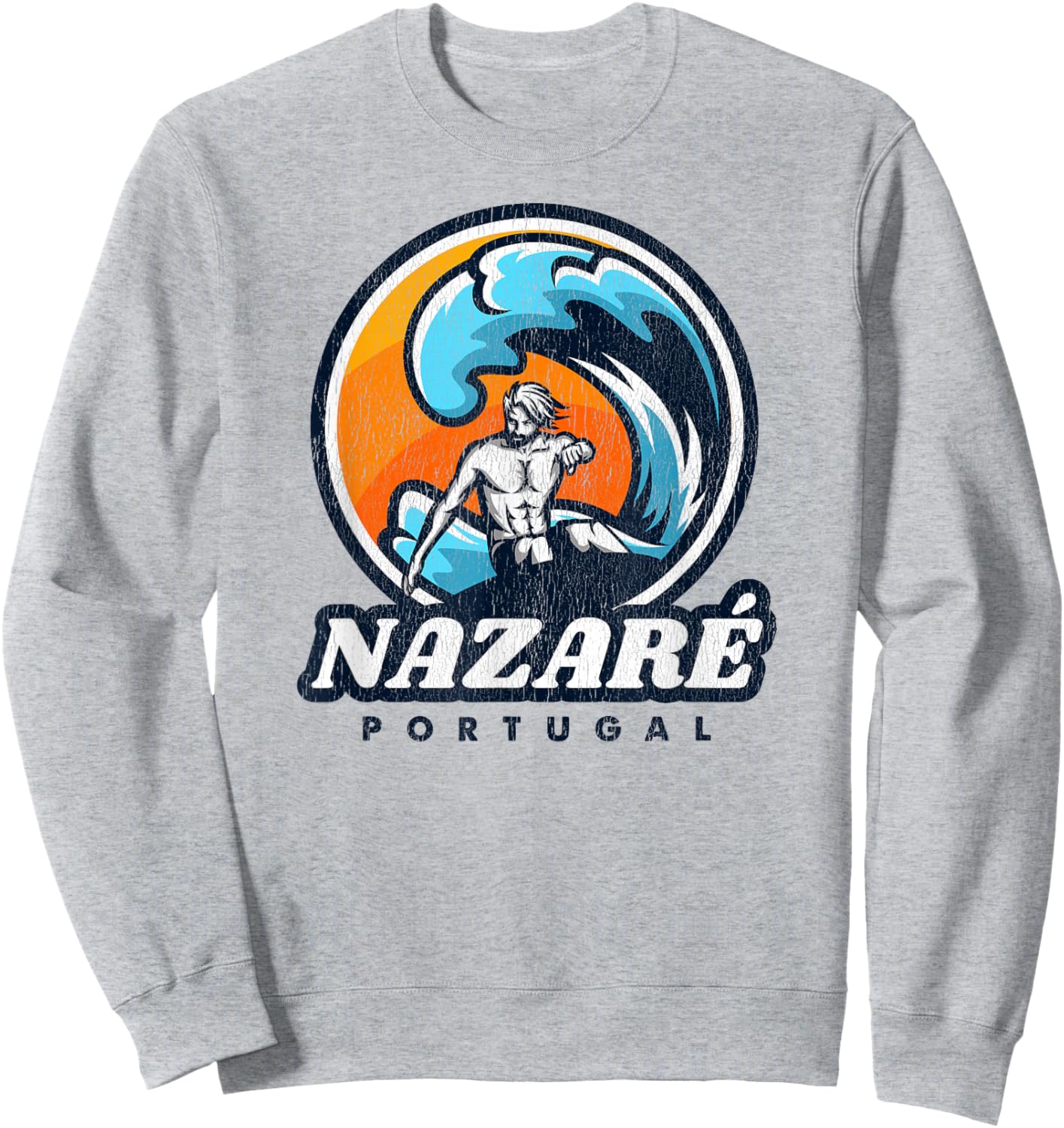 Nazare Portugal Surfing Competition Vintage Surf Style Sweatshirt - Sweatshirt | Ash