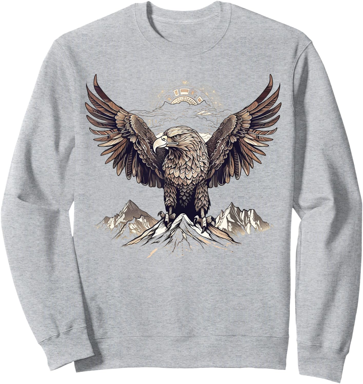 Eagle Artwork | Animal Bird Motif Eagle Sweatshirt - Sweatshirt | Ash