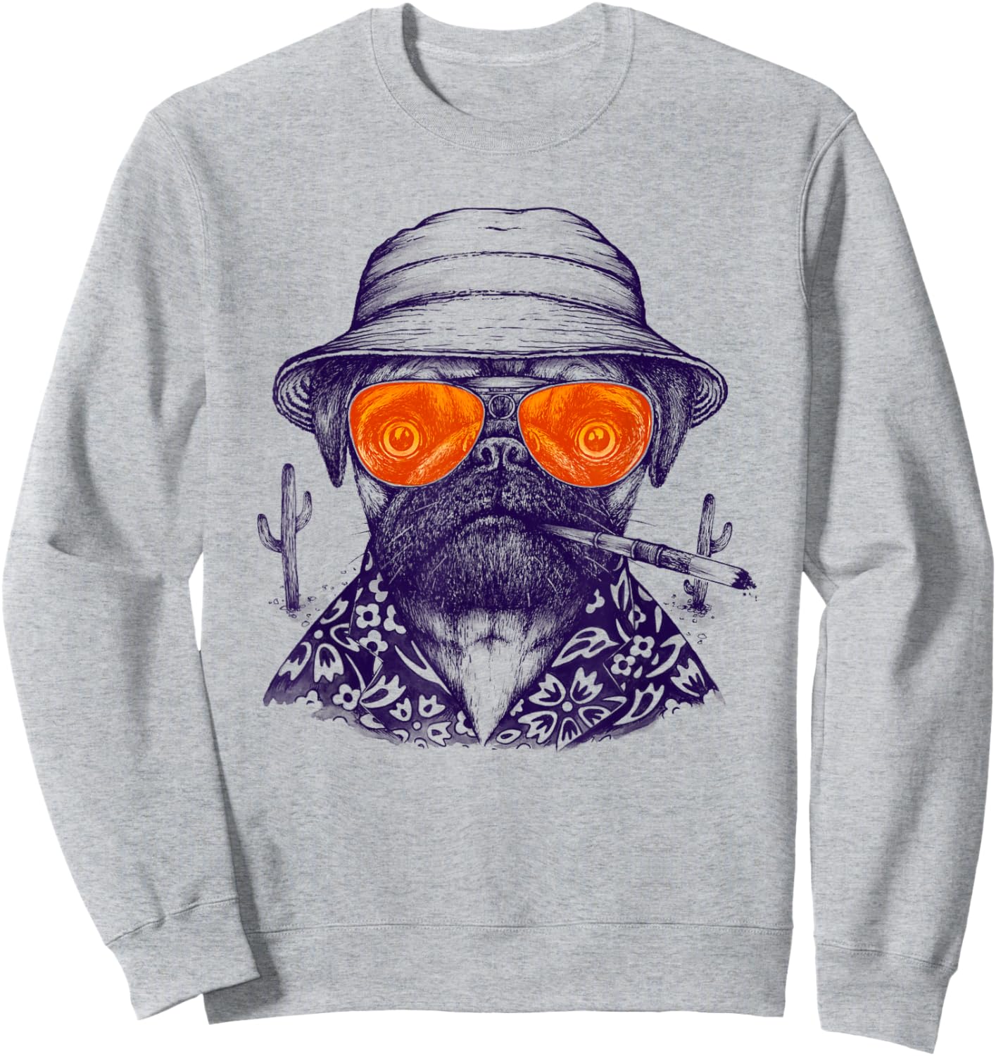 Funny Animals Las Vegas Pug Dog Glasses Pet Movie Parody Art Men Women Sweatshirt - Sweatshirt | Ash