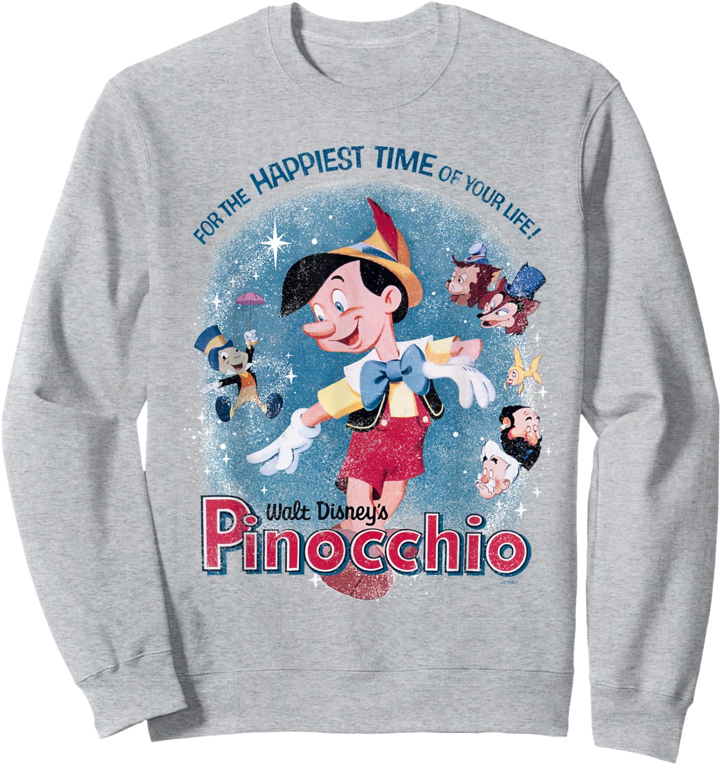 Disney Pinocchio For The Happiest Time In Your Life Retro Sweatshirt - Sweatshirt | Ash