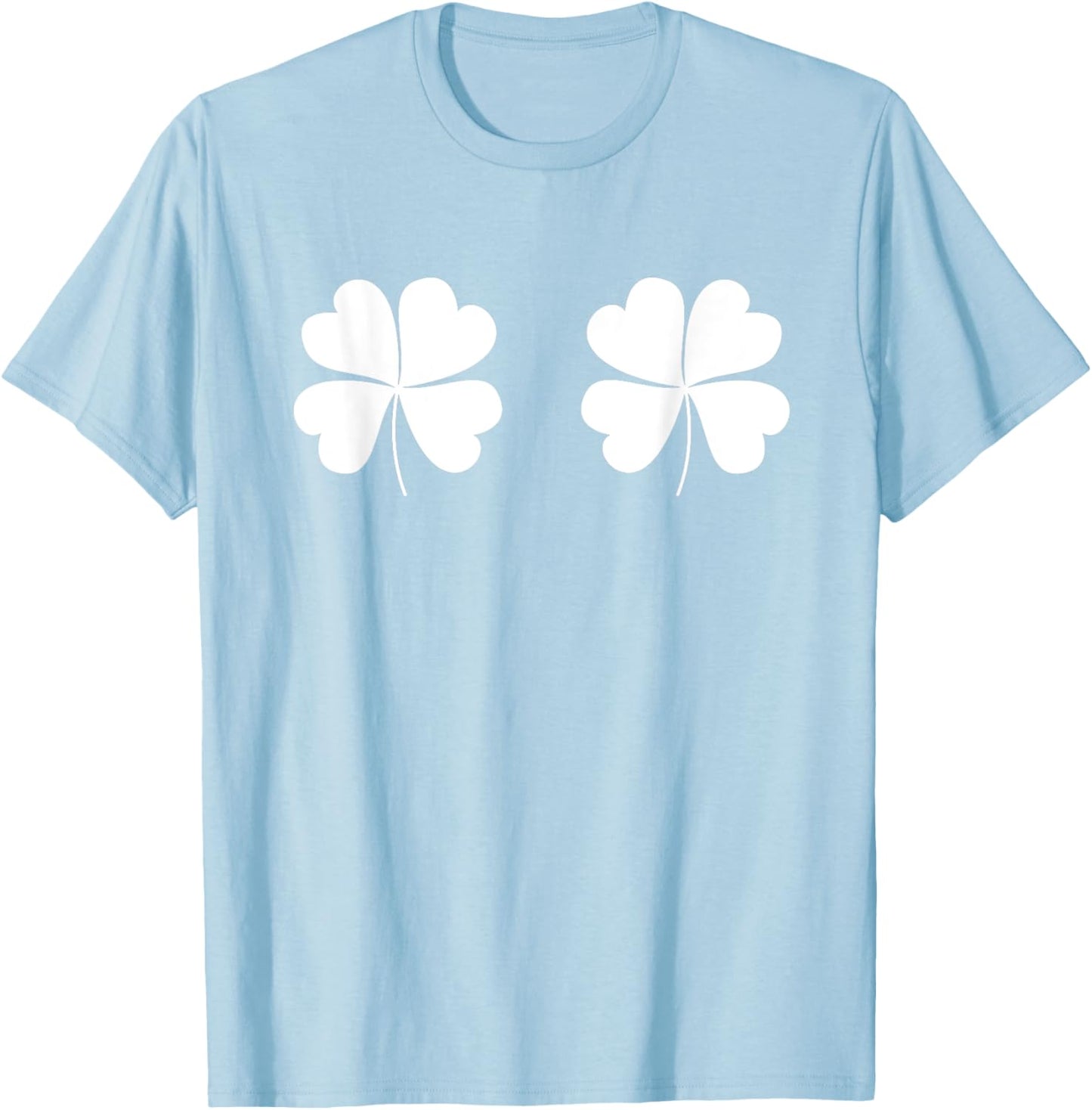 St Patricks Day Outfit Women Girls Cute Shamrock Boobs Irish T-Shirt - T-Shirt | Light Blue