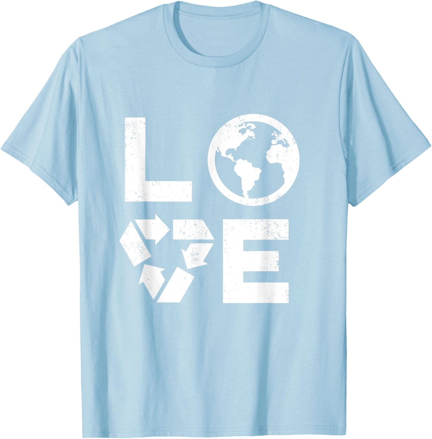 Liebe Earth Day 90s Vintage Recycled Children or Teachers Women Girls Kids T-Shirt - T-Shirt | Light Blue