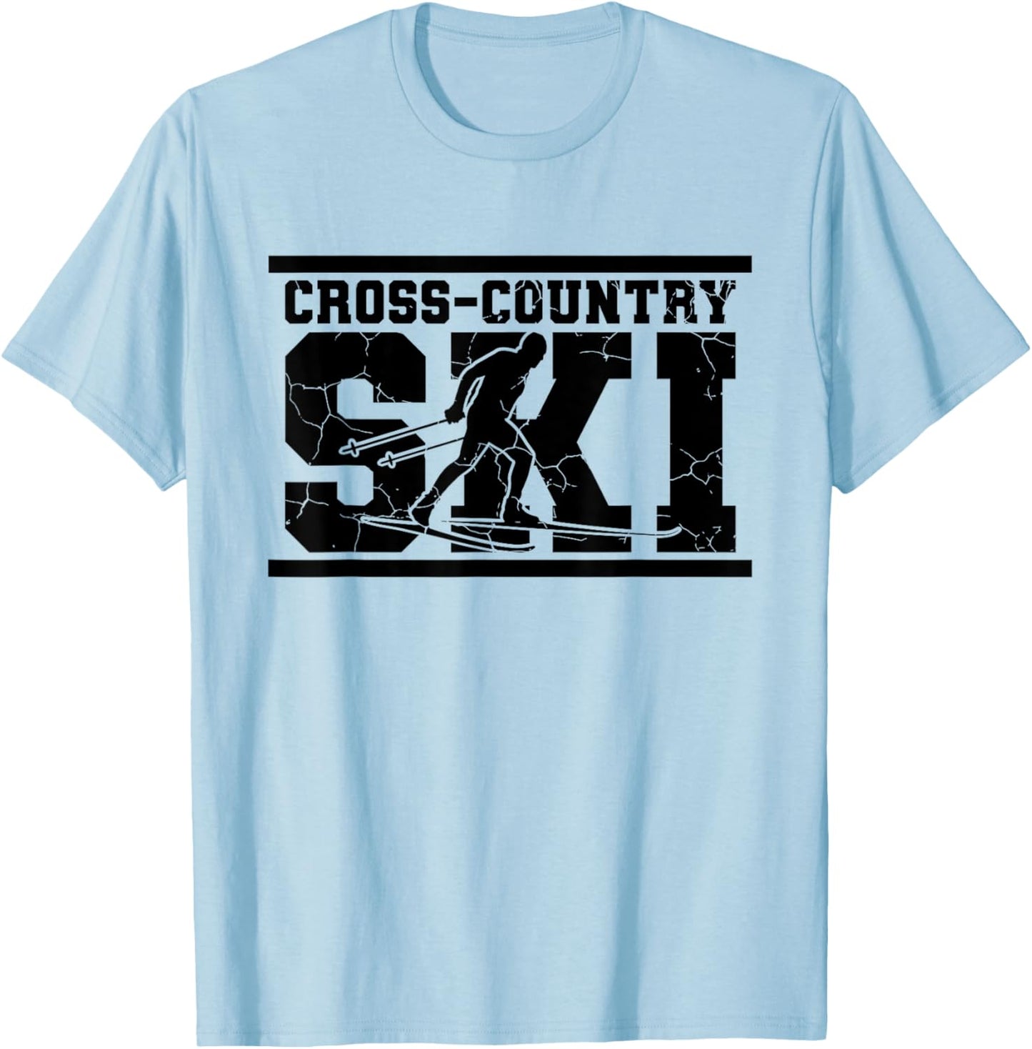 Retro Graphic Cross Country Skiing Winter Sports Biathlon T-Shirt - T-Shirt | Light Blue