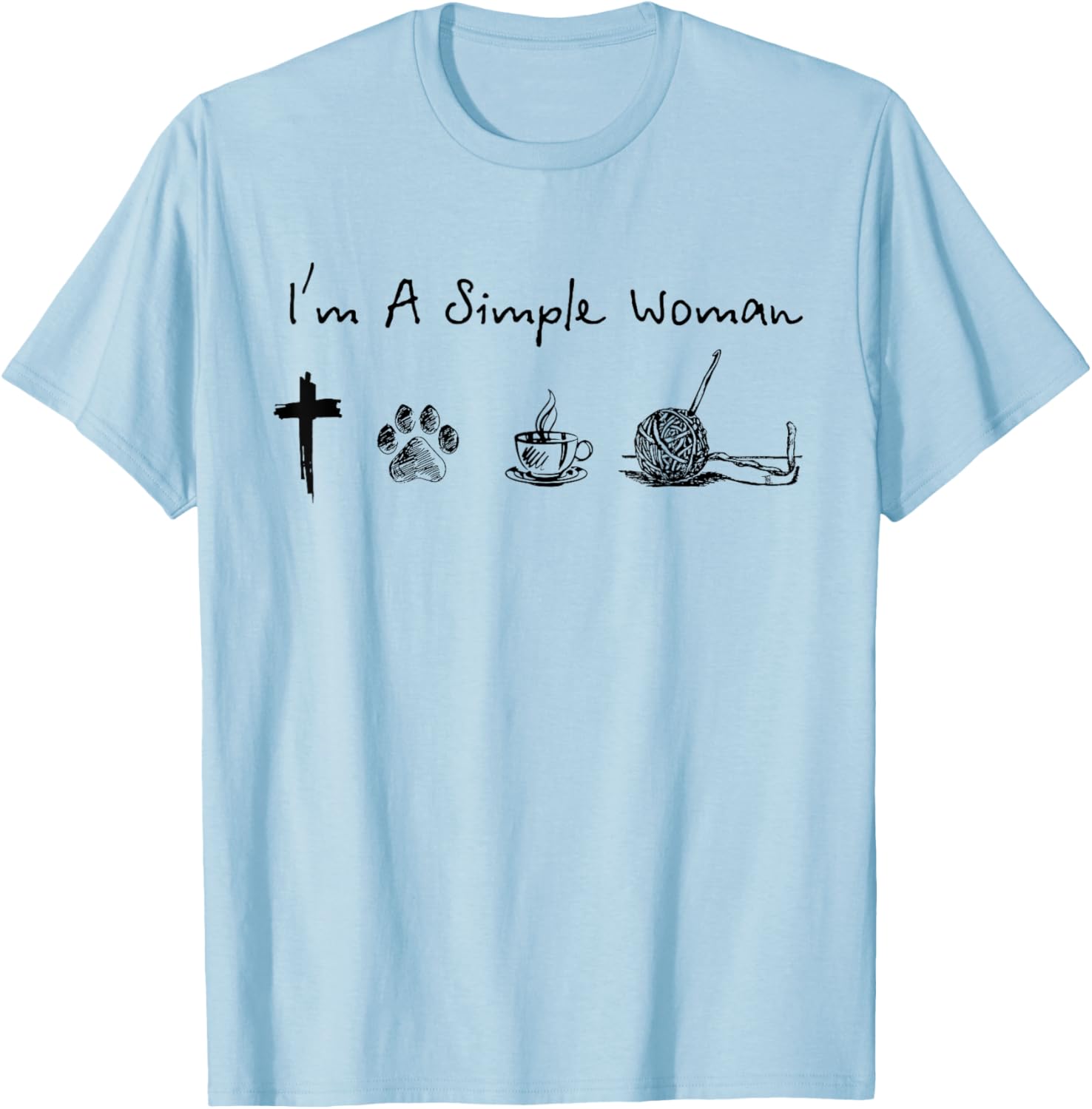 I'm a simple woman Jesus dog coffee crochet T-Shirt - T-Shirt | Light Blue