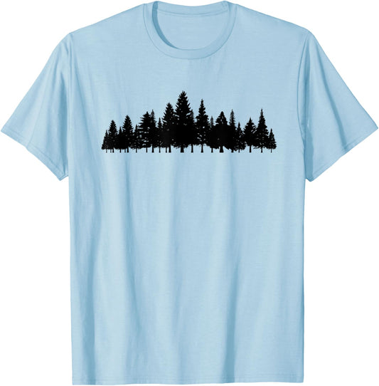 White pine tree minimalist - Minimalist outdoor tree T-Shirt - T-Shirt | Light Blue