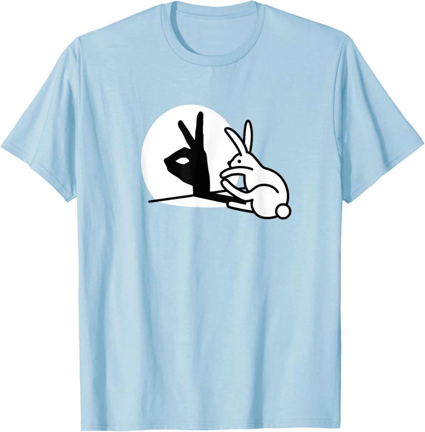 Funny Rabbit hand shadow puppets bunny figure pop art T-Shirt - T-Shirt | Light Blue