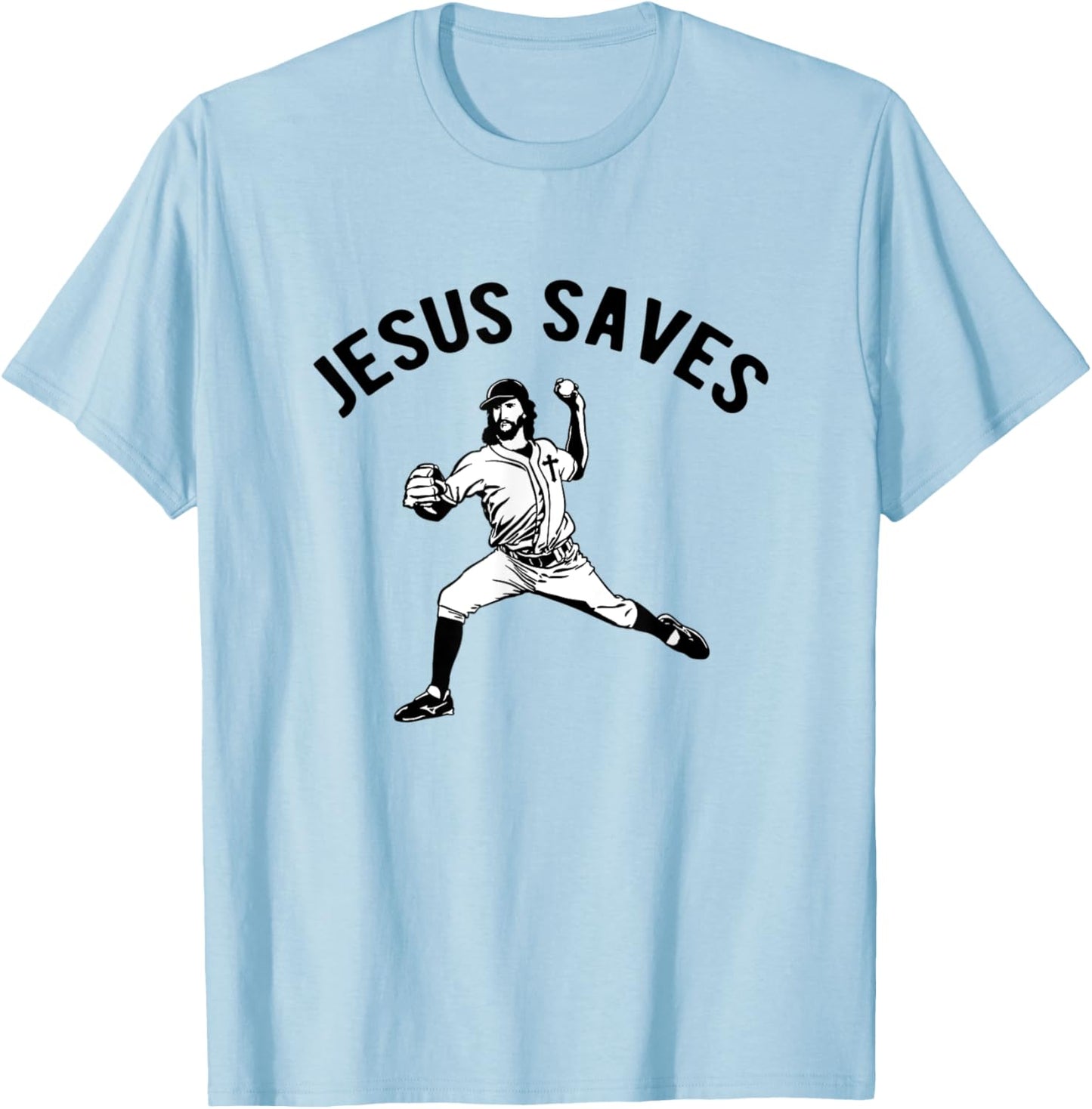 Jesus Saves Baseball pitcher T-Shirt - T-Shirt | Light Blue