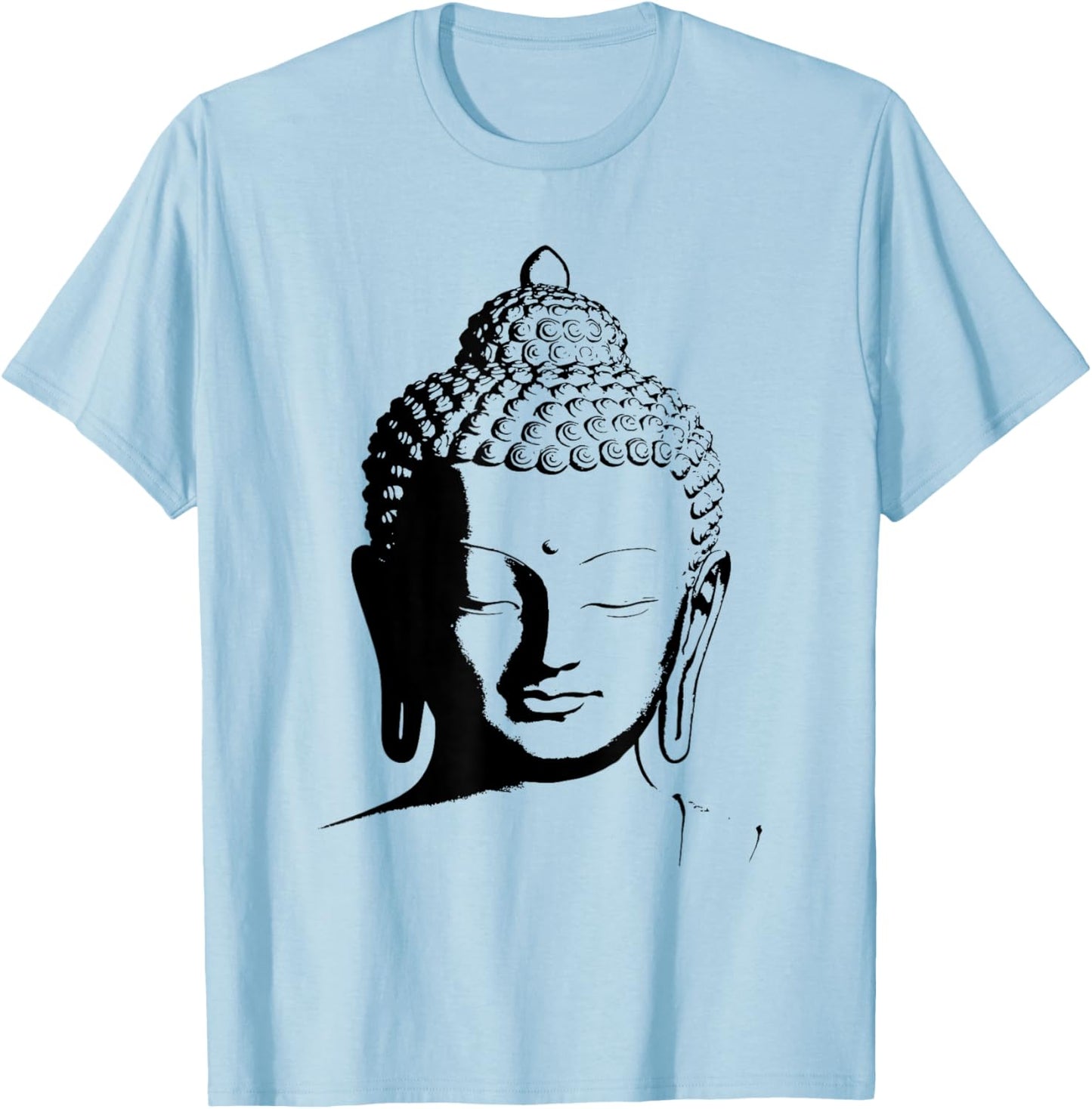 Zen Buddha Head Buddhism Graphic Meditation Spiritual Design T-Shirt - T-Shirt | Light Blue