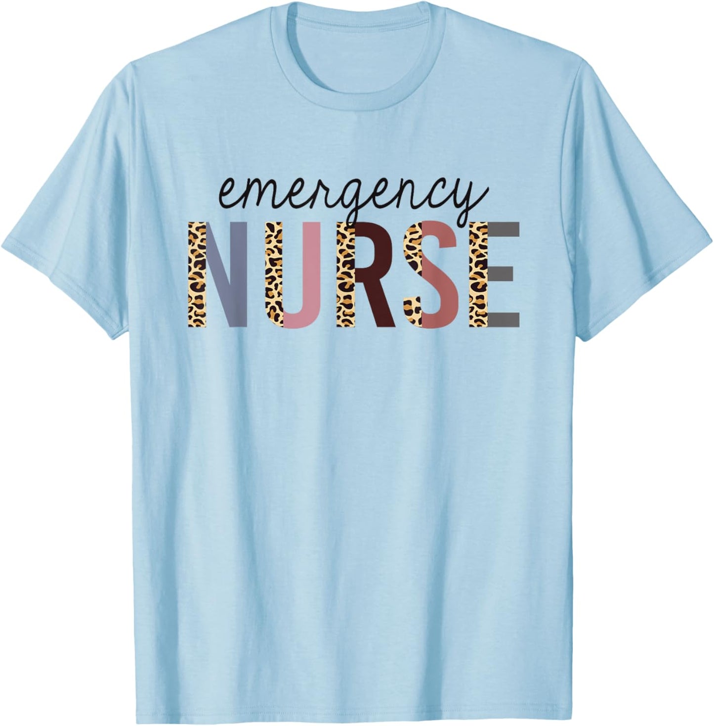 Emergency Nurse Leopard Print ER Nurse Nursing School Women T-Shirt - T-Shirt | Light Blue