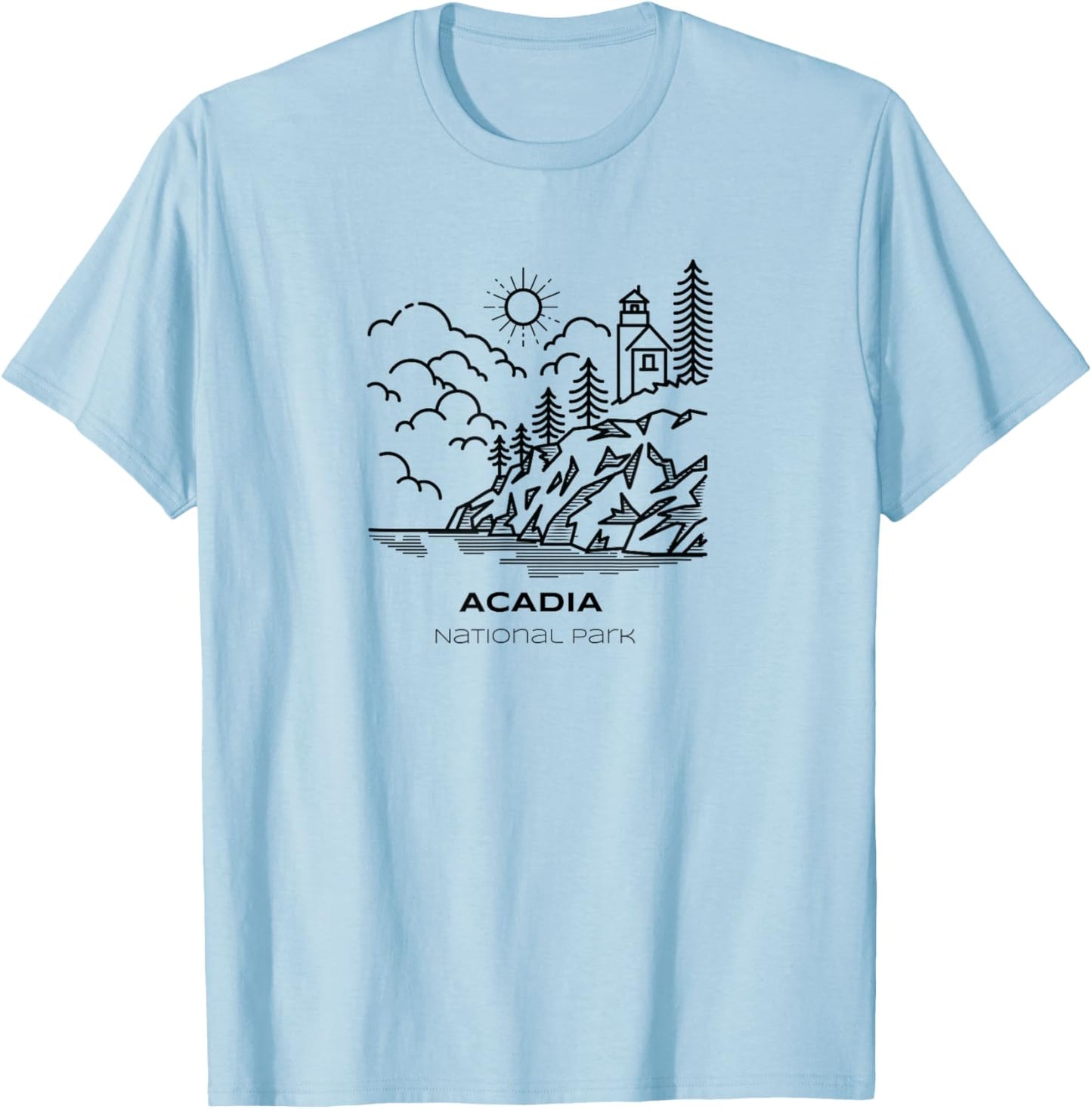 Vintage Acadia National Park Hike T-Shirt - T-Shirt | Light Blue