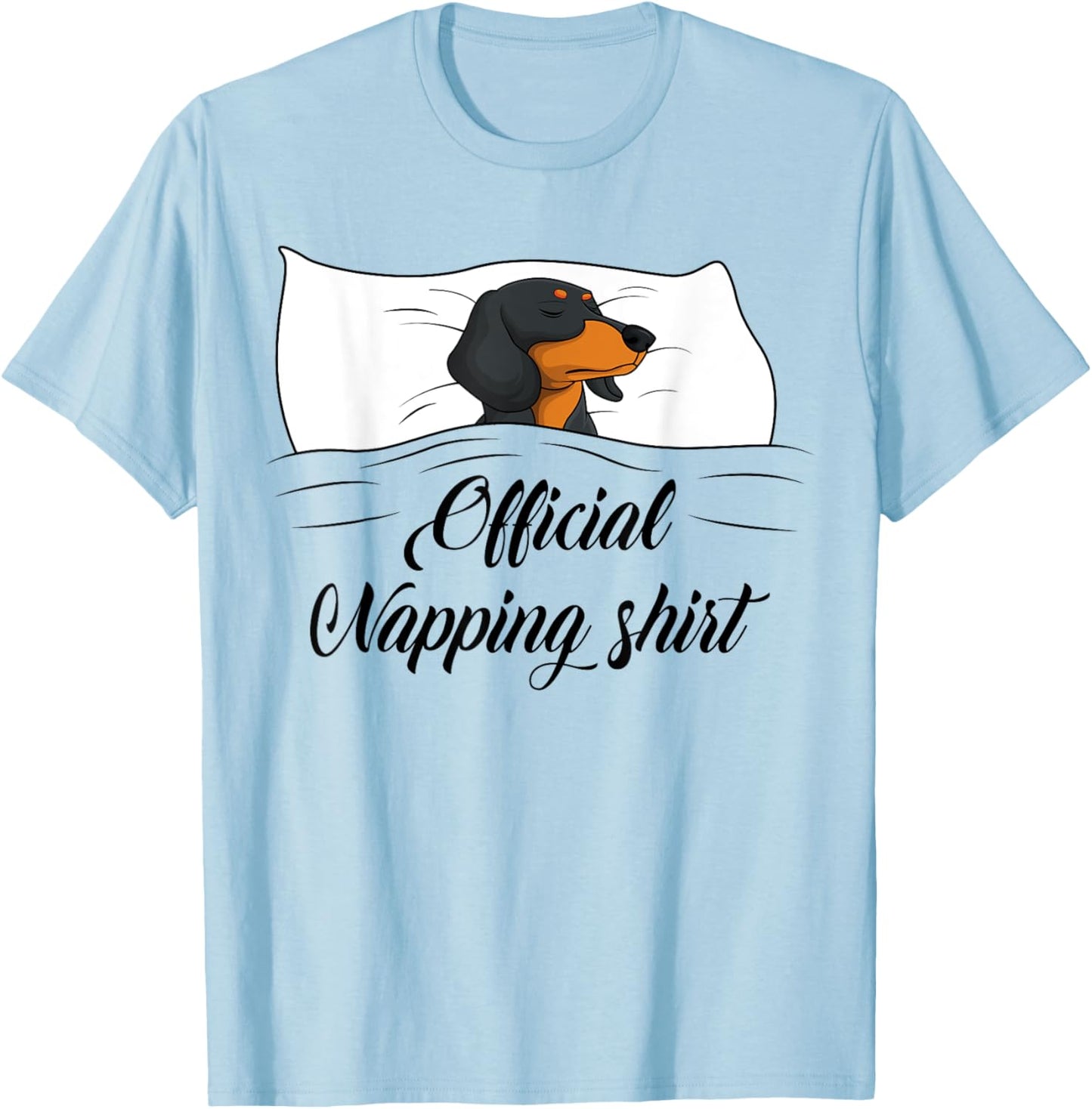 Sleeping Dachshund Pyjamas Dog Lover Gift Official Napping T-Shirt - T-Shirt | Light Blue