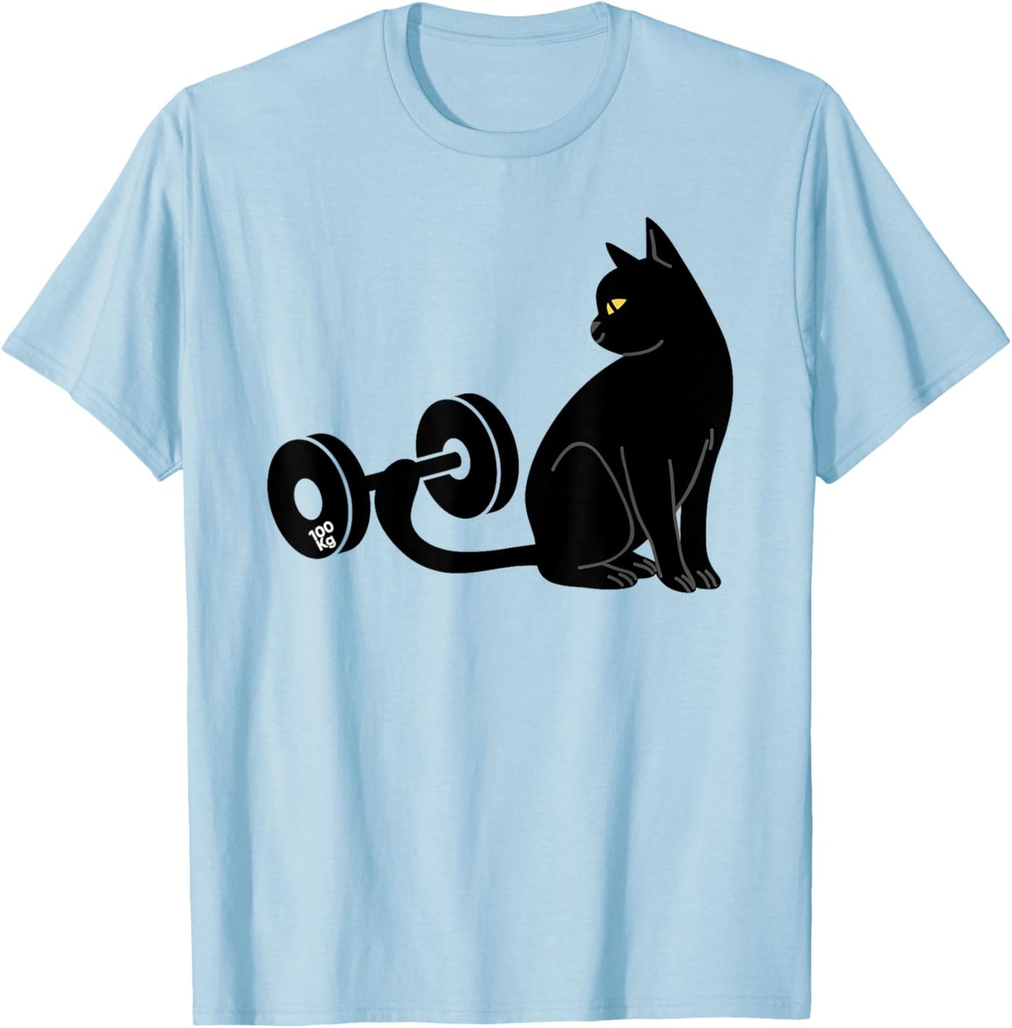 Deadlifting Cat Workout Gym Fitness Exercise Weightlifting T-Shirt - T-Shirt | Light Blue