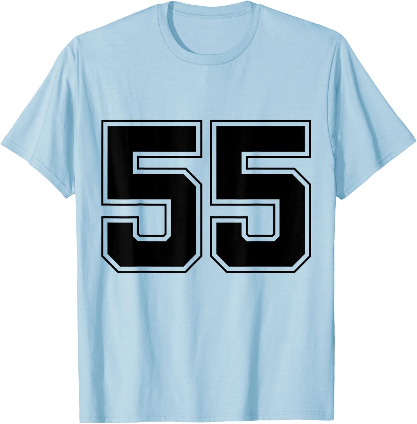 Number 55 Big Bold Capital Varsity Alphabet Monogram T-Shirt - T-Shirt | Light Blue