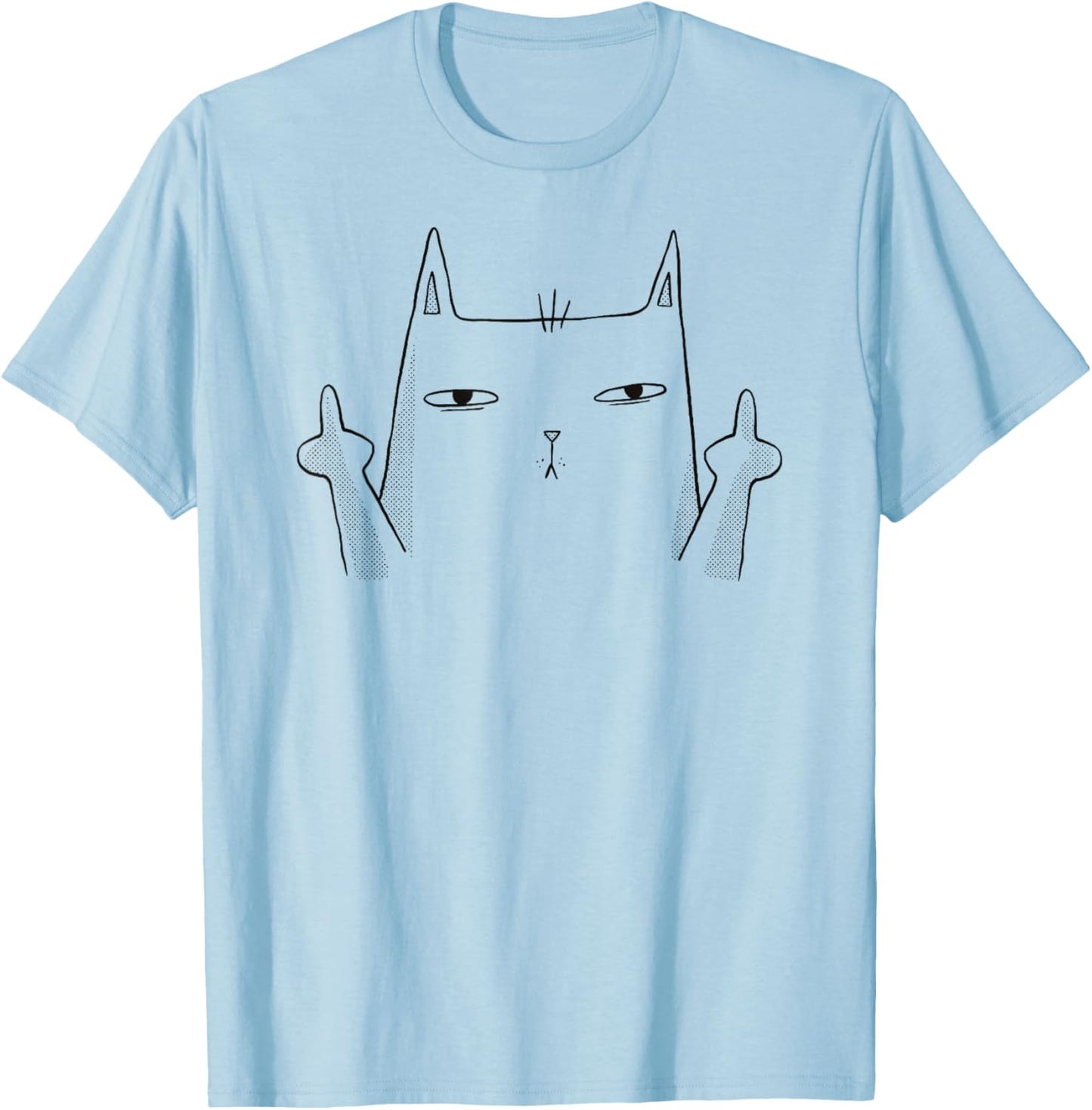 Funny Angry Cat Rude Kitty Middle Finger T-Shirt - T-Shirt | Light Blue