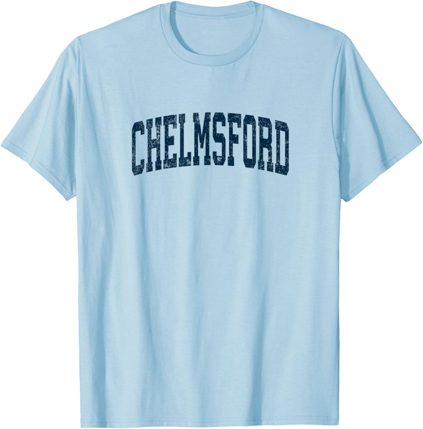 Chelmsford Massachusetts MA Vintage Athletic Sports Navy Des T-Shirt - T-Shirt | Light Blue