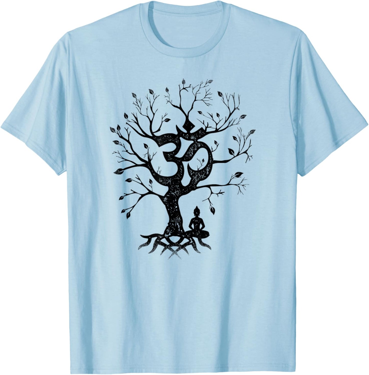 Tree of Life and Ohm Symbol Design or Men Om T-Shirt - T-Shirt | Light Blue