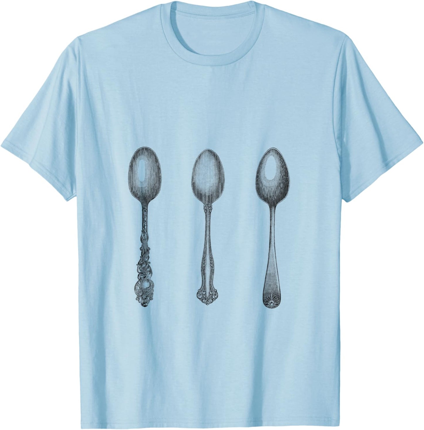 Antique Spoons print three spoonie silverware etched vintage T-Shirt - T-Shirt | Light Blue