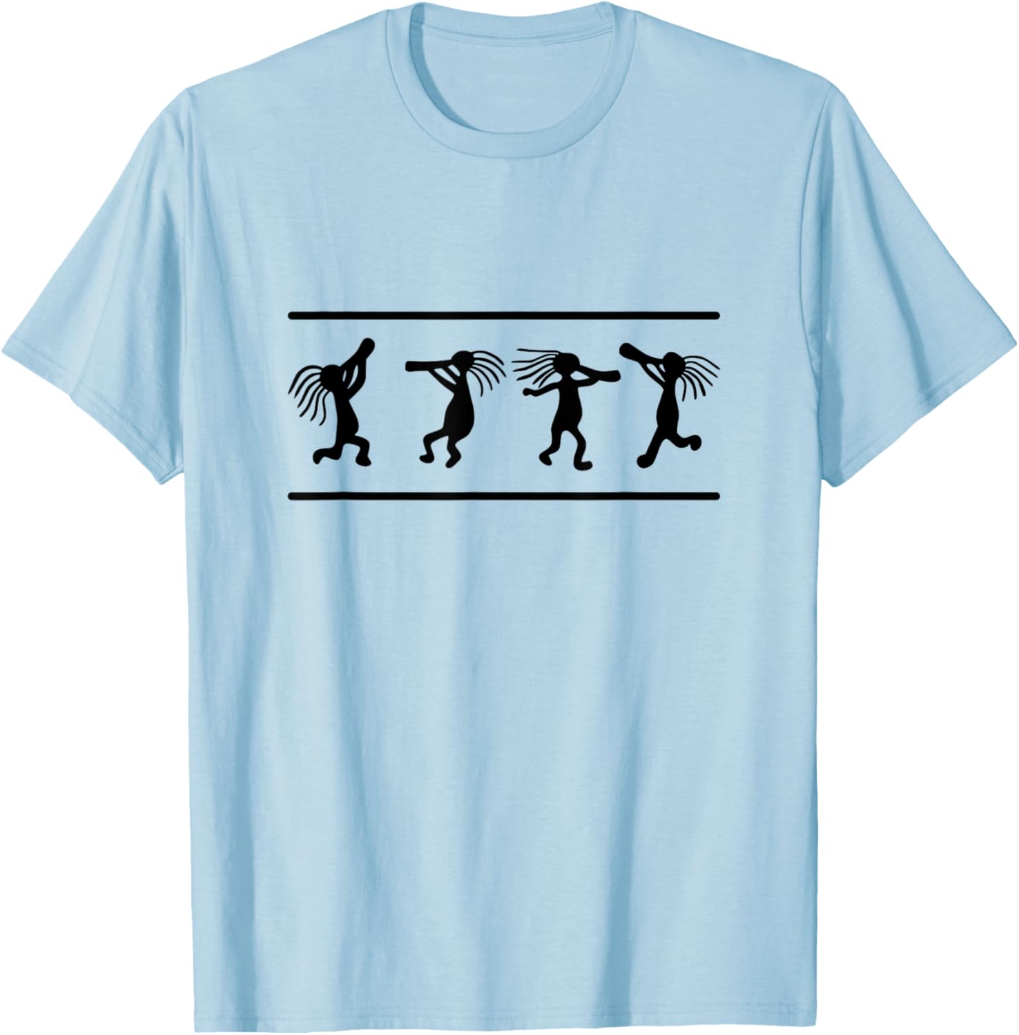 Native American Merchandise Kokopelli Dance - , Grey, Small, Short Sleeve T-Shirt - T-Shirt | Light Blue