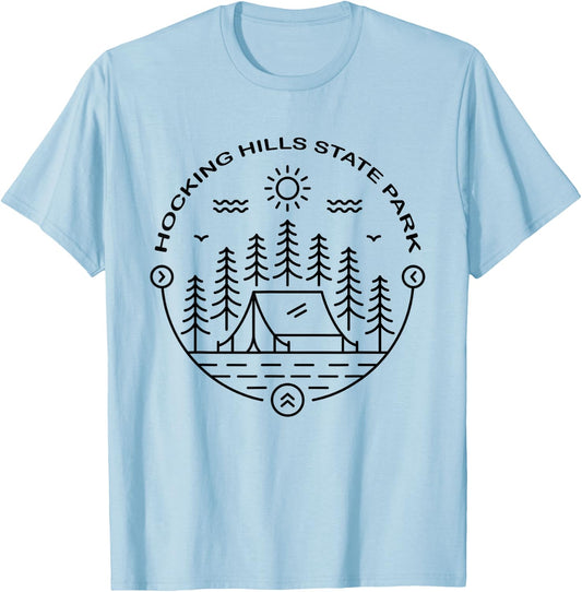 Retro Hocking Hills, Park Logan Ohio, Mountains Hiking OH T-Shirt - T-Shirt | Light Blue