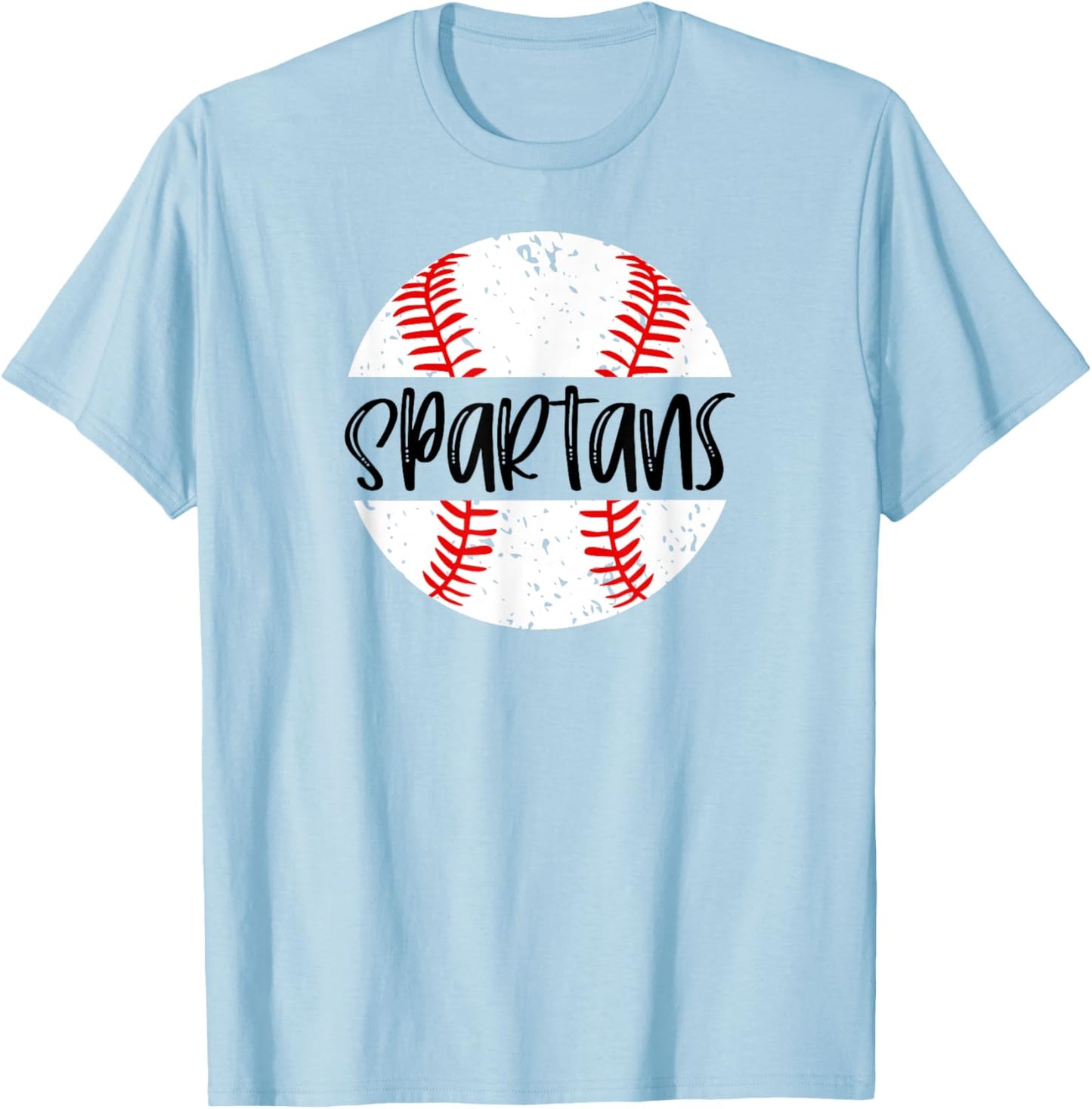 Spartans Baseball Team Mascot School Spirit Game Day T-Shirt - T-Shirt | Light Blue