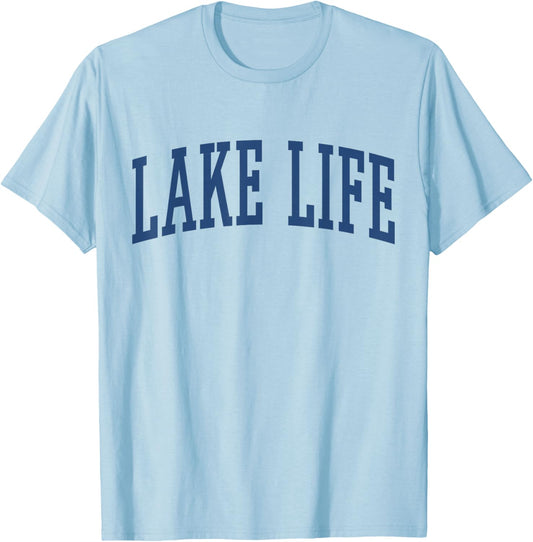 Classic Varsity Grey Lake Life T-Shirt - T-Shirt | Light Blue