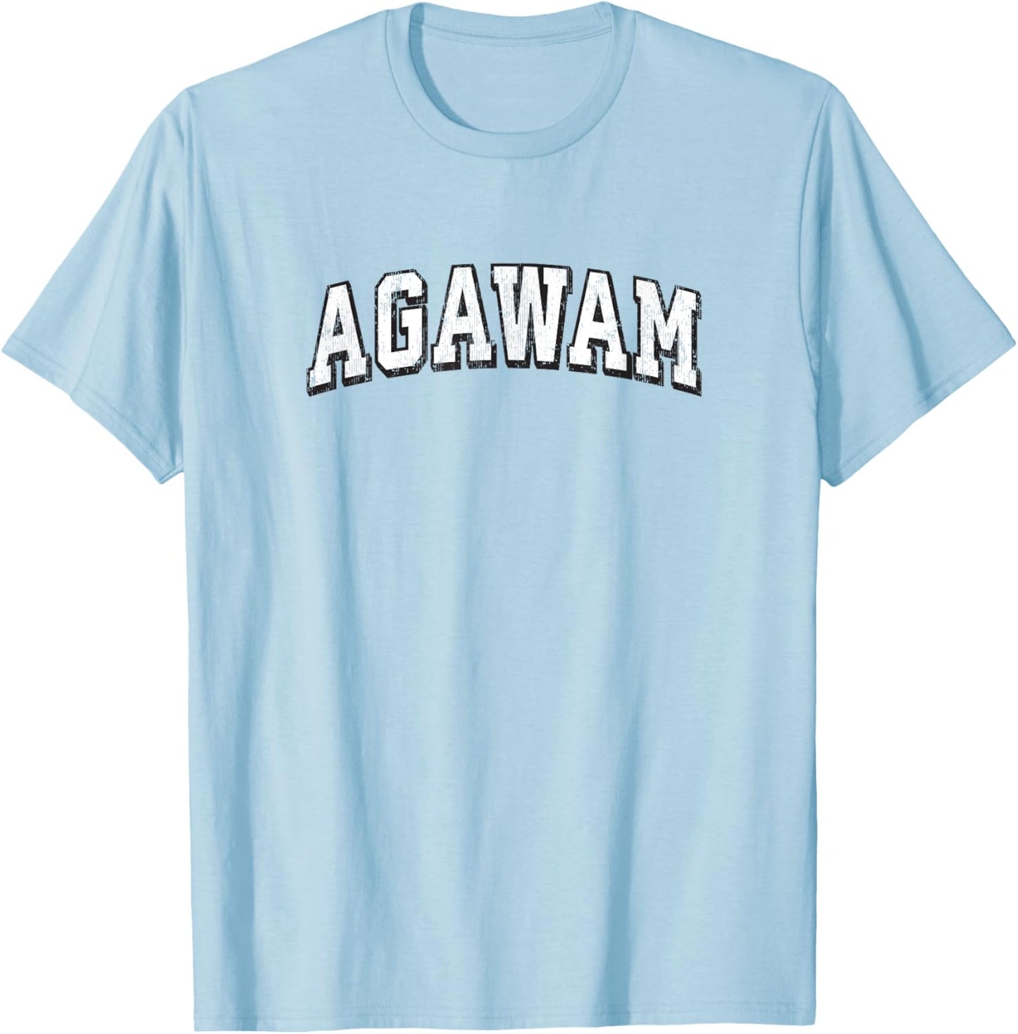 Agawam Massachusetts Vintage Athletic Sports B&W Print T-Shirt - T-Shirt | Light Blue