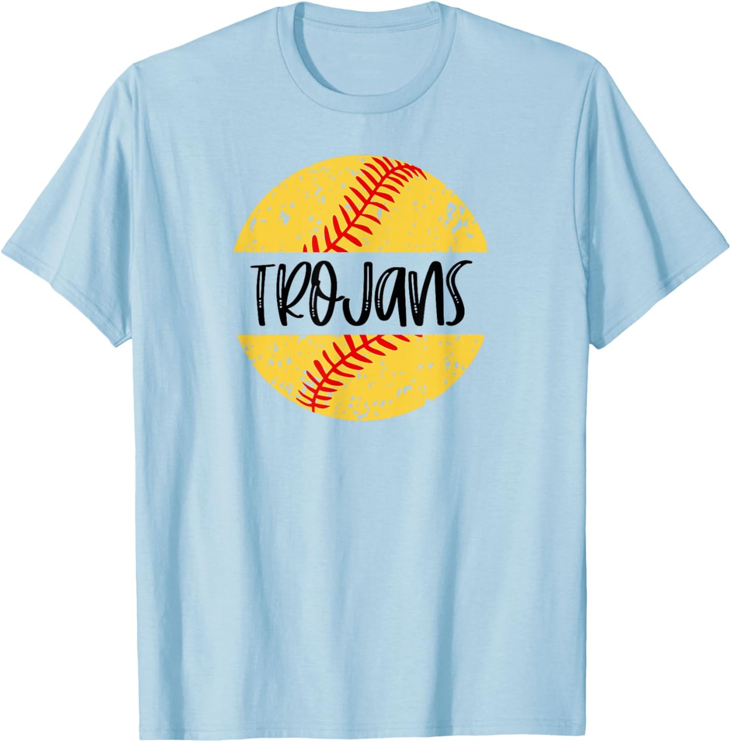 Trojans Softball Team Mascot School Spirit Game Day T-Shirt - T-Shirt | Light Blue