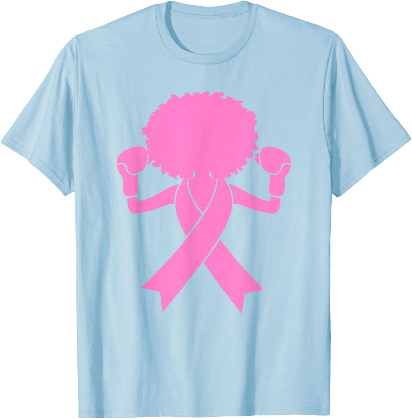Breast Cancer Awareness Warrior Pink Ribbon Support T-Shirt - T-Shirt | Light Blue