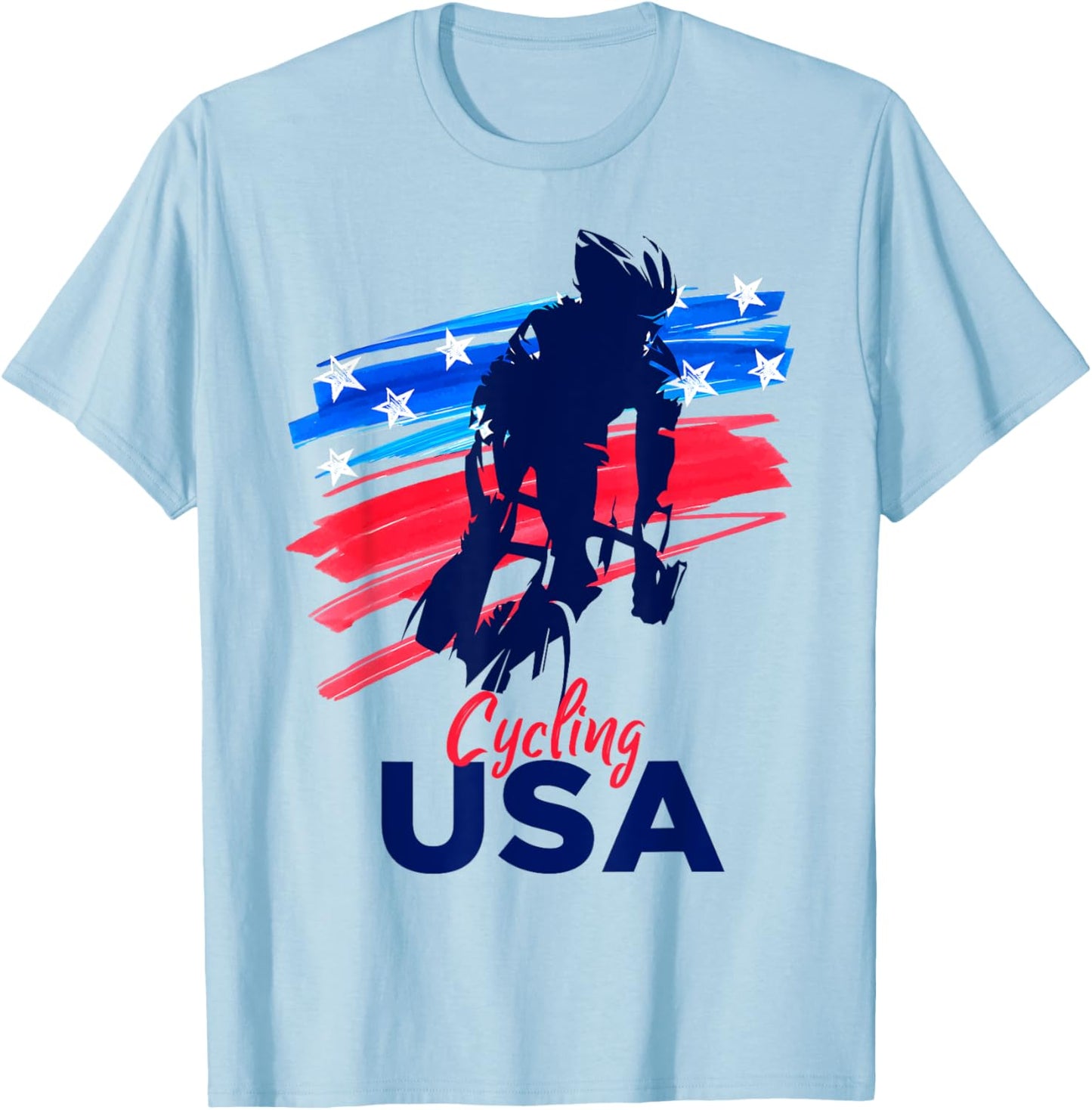 Cycling USA Flag Bicycle Team Player Cycling Lover T-Shirt - T-Shirt | Light Blue