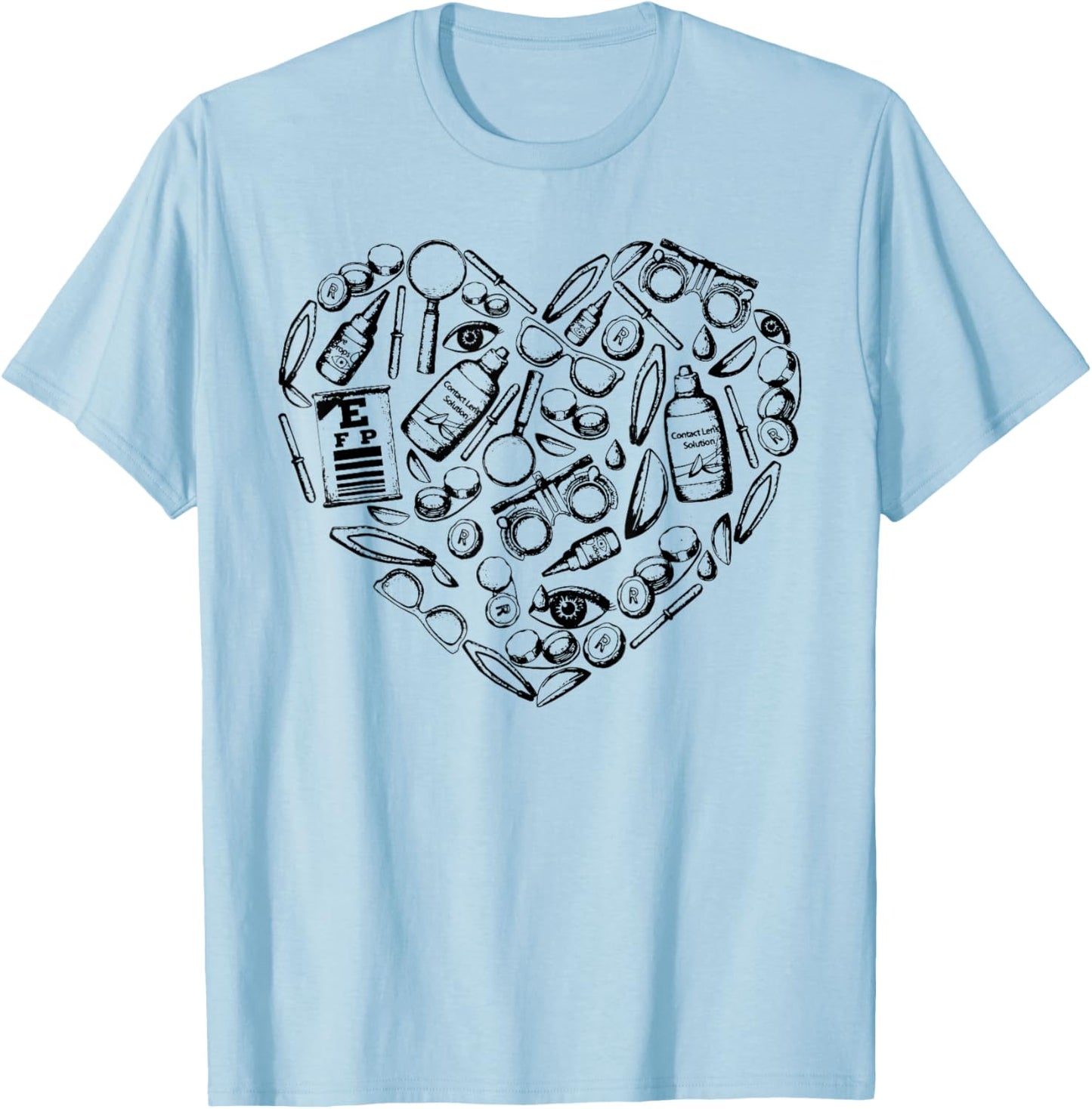 Optometry Symbols Heart, Eyeglasses Spectacles, Optician Lif T-Shirt - T-Shirt | Light Blue