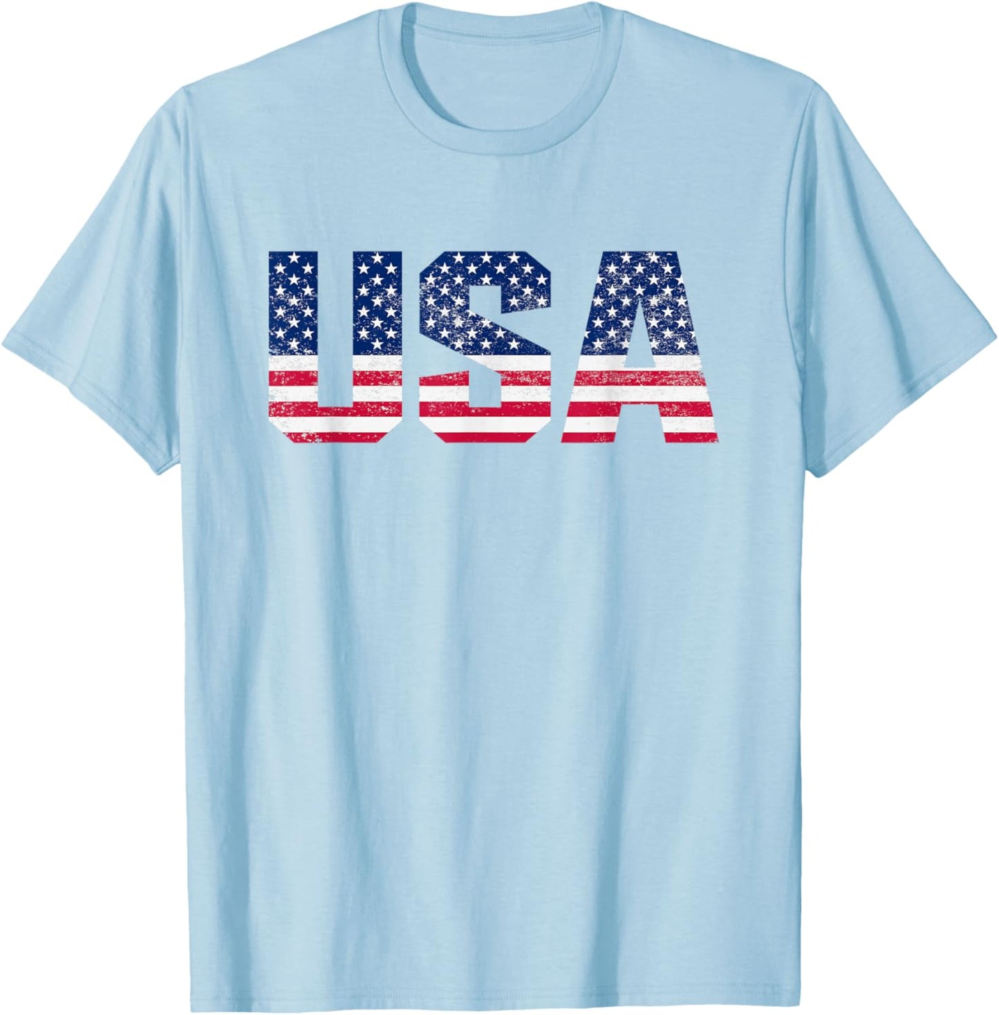 USA Flag Patriotic 4th of July America Women Men T-Shirt - T-Shirt | Light Blue