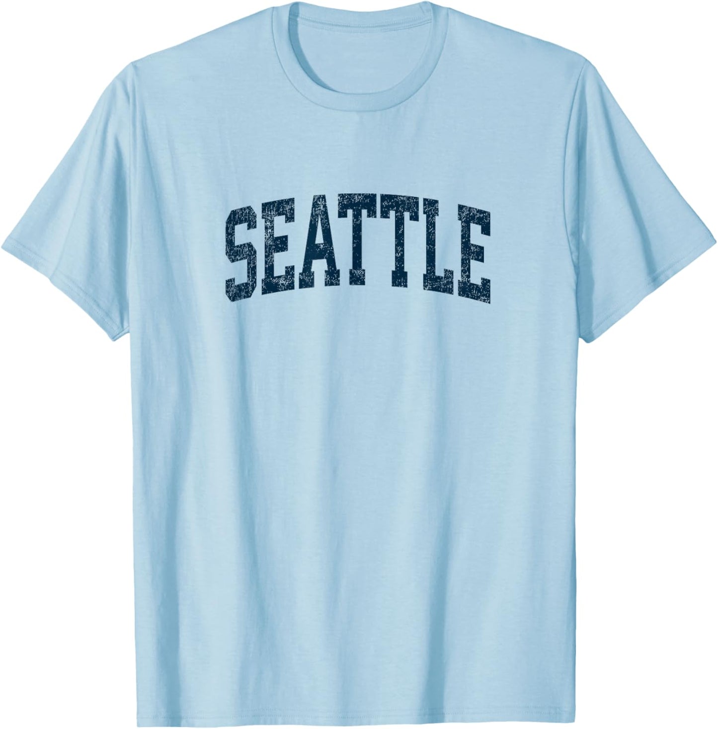 Seattle Washington WA Vintage Athletic Sports Navy Design T-Shirt - T-Shirt | Light Blue