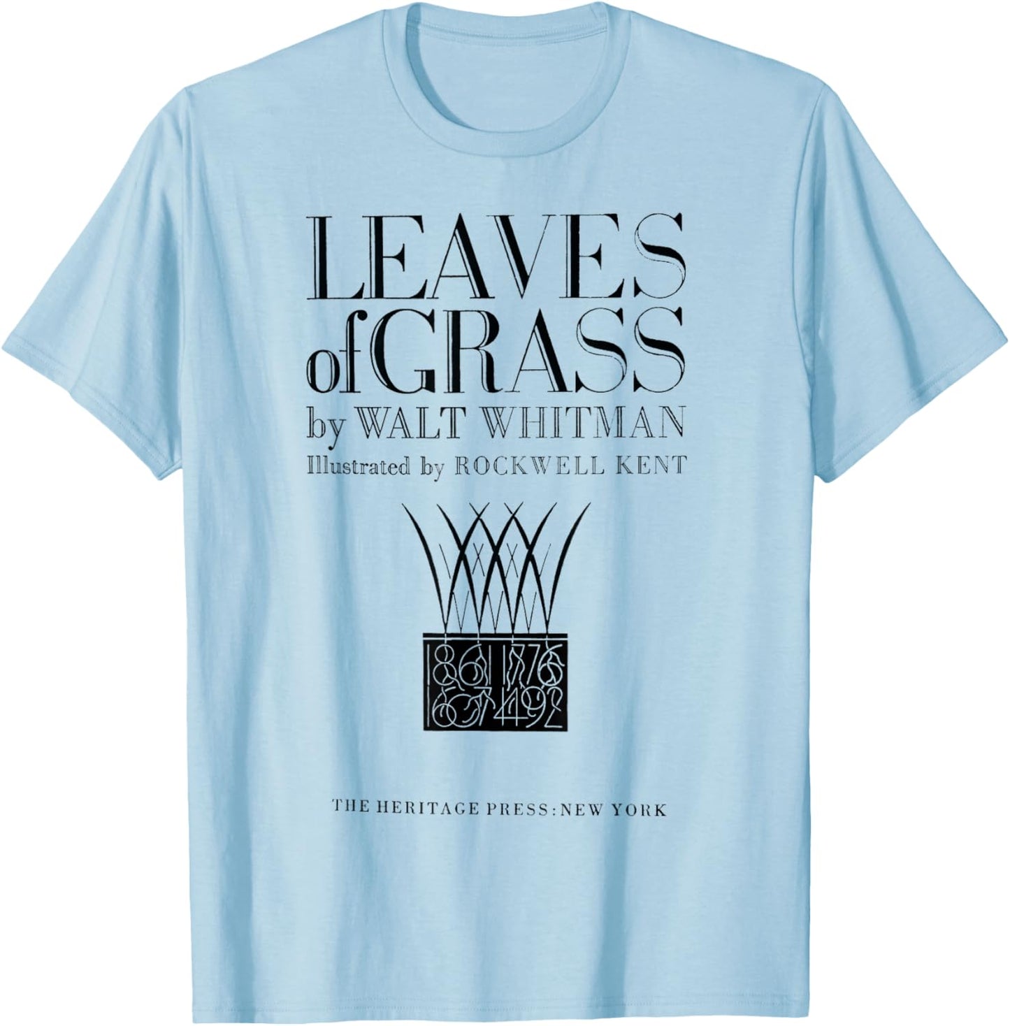 Leaves of Grass Walt Whitman Title Page T-Shirt - T-Shirt | Light Blue