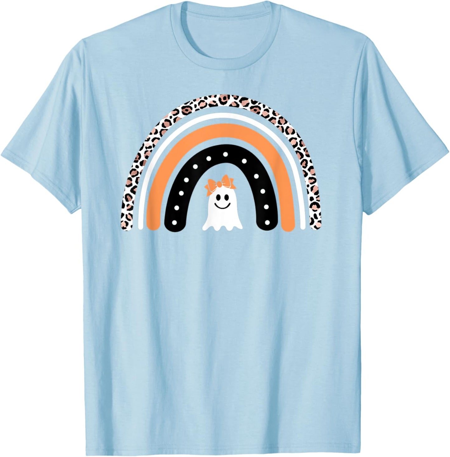Mommy and Me Leopard Ghost Rainbow Halloween T-Shirt - T-Shirt | Light Blue