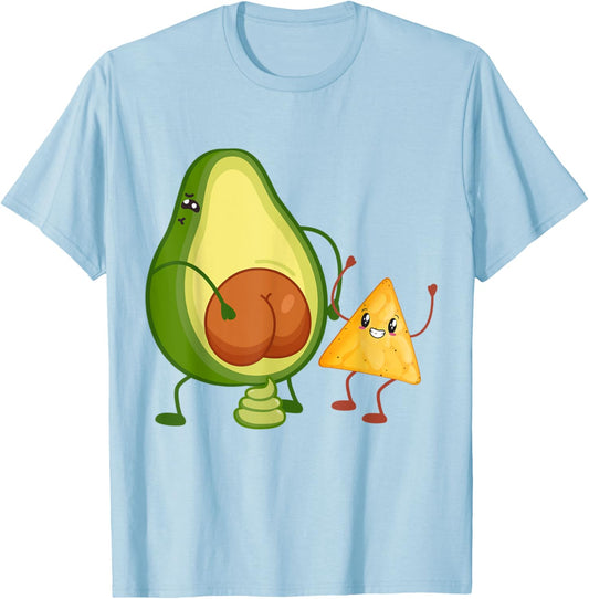 Cute Avocado Butt Pooping Guacamole with Tortilla Funny T-Shirt - T-Shirt | Light Blue