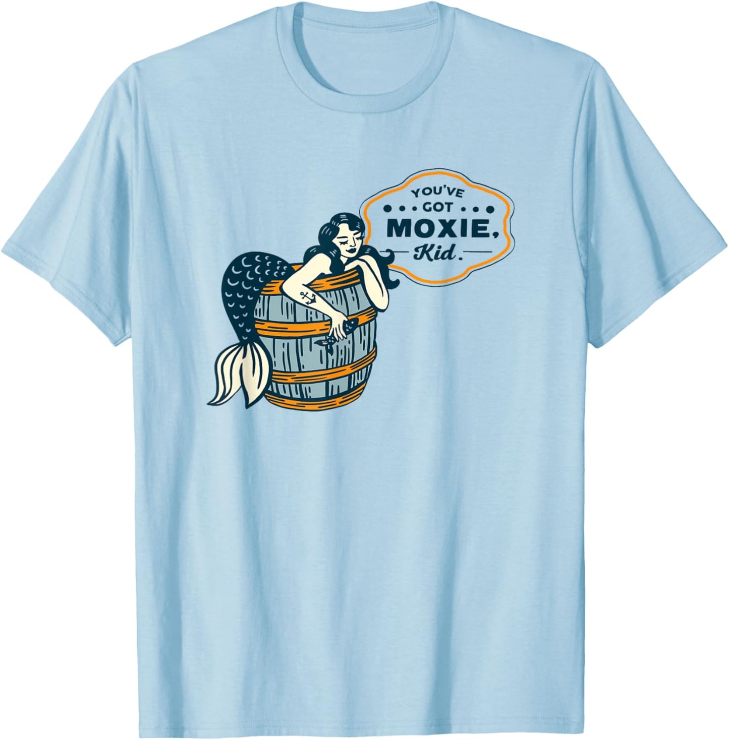You've Got Moxie, Kid! Vintage Nautical Pinup Mermaid Art T-Shirt - T-Shirt | Light Blue