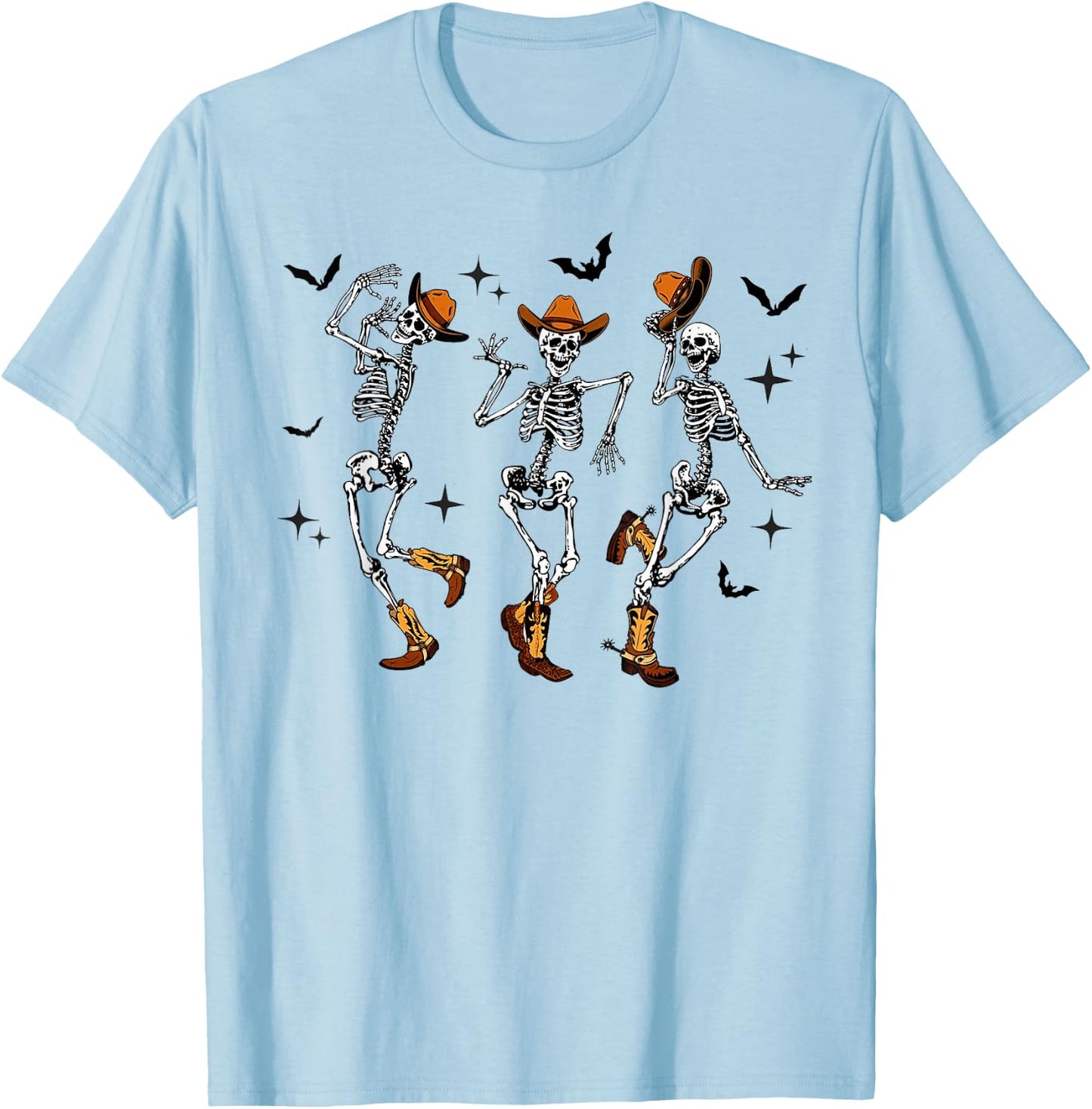 Skeleton Cowboy Dancing Halloween T-Shirt - T-Shirt | Light Blue