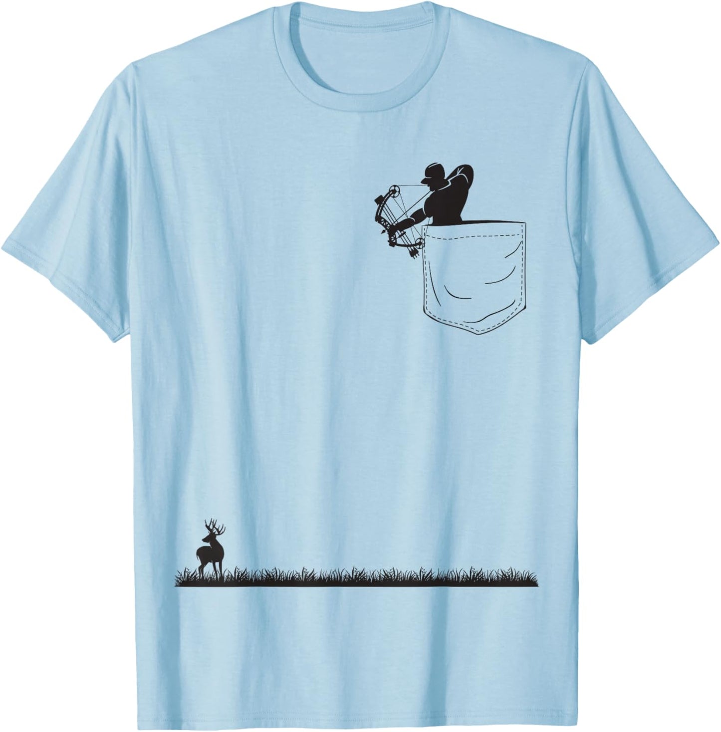 Bowhunt Shirt | Archer Deer Hunter Pocket Bowhunt T-Shirt - T-Shirt | Light Blue