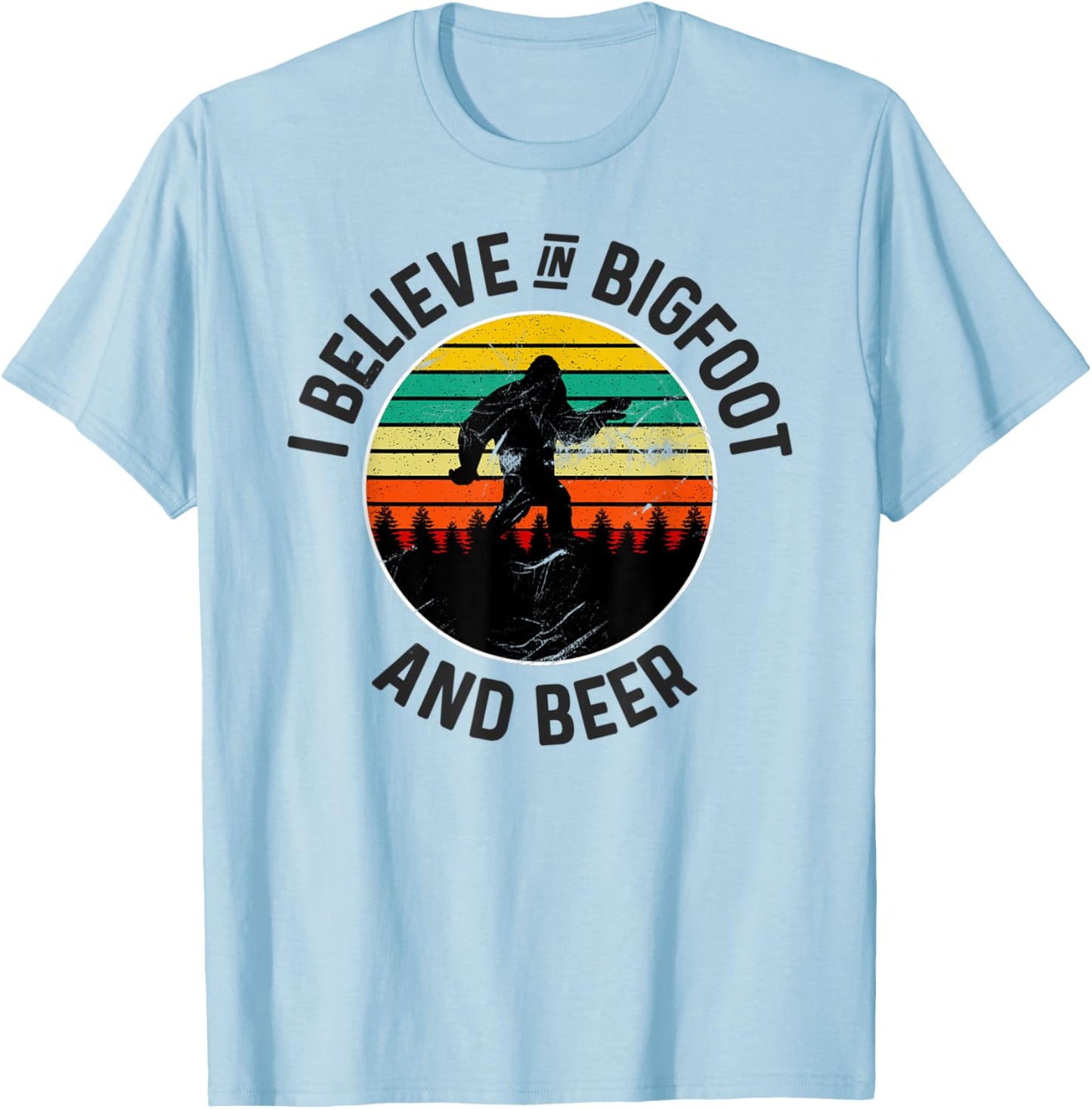 I Believe In Bigfoot & Beer Funny Sasquatch T-Shirt - T-Shirt | Light Blue