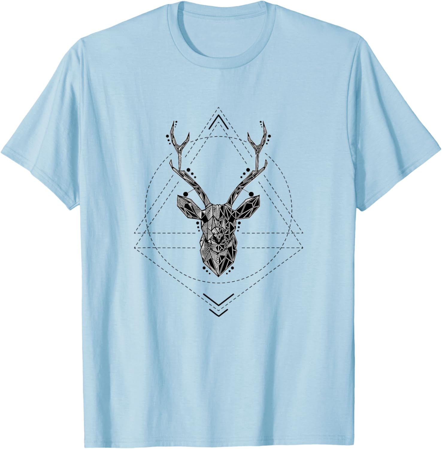 Deer Antlers Graphic Geometric Hunter T-Shirt - T-Shirt | Light Blue