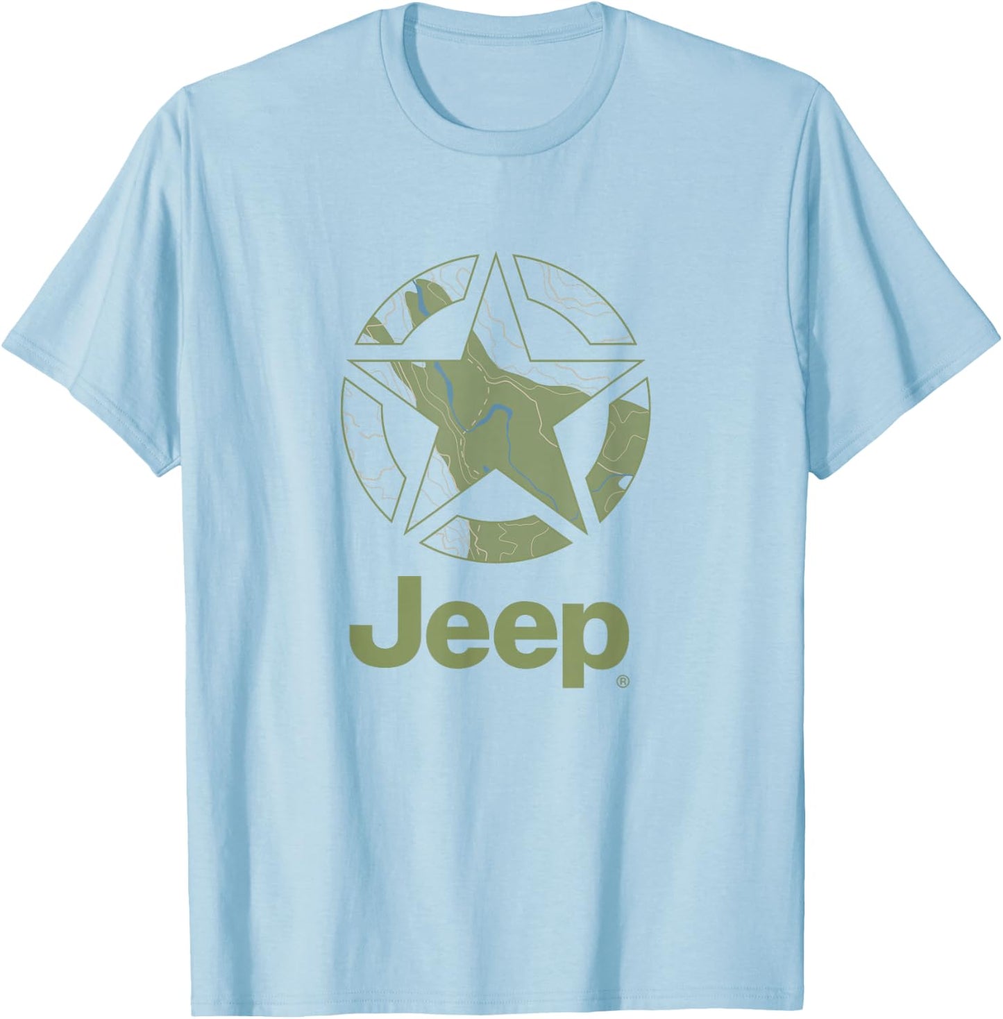 Jeep Army Star Map T-Shirt - T-Shirt | Light Blue