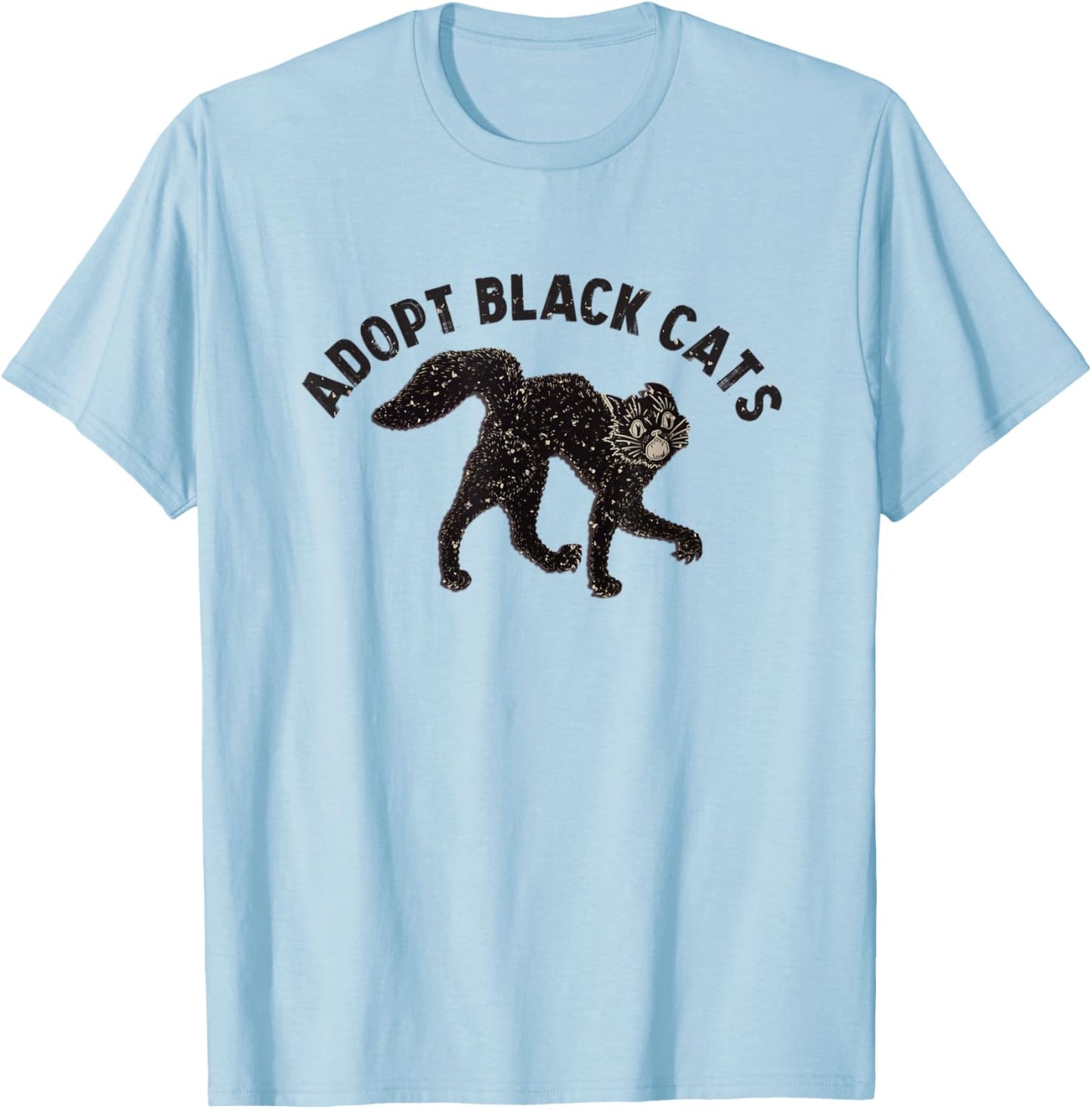 Adopt Black Cats T-Shirt - T-Shirt | Light Blue