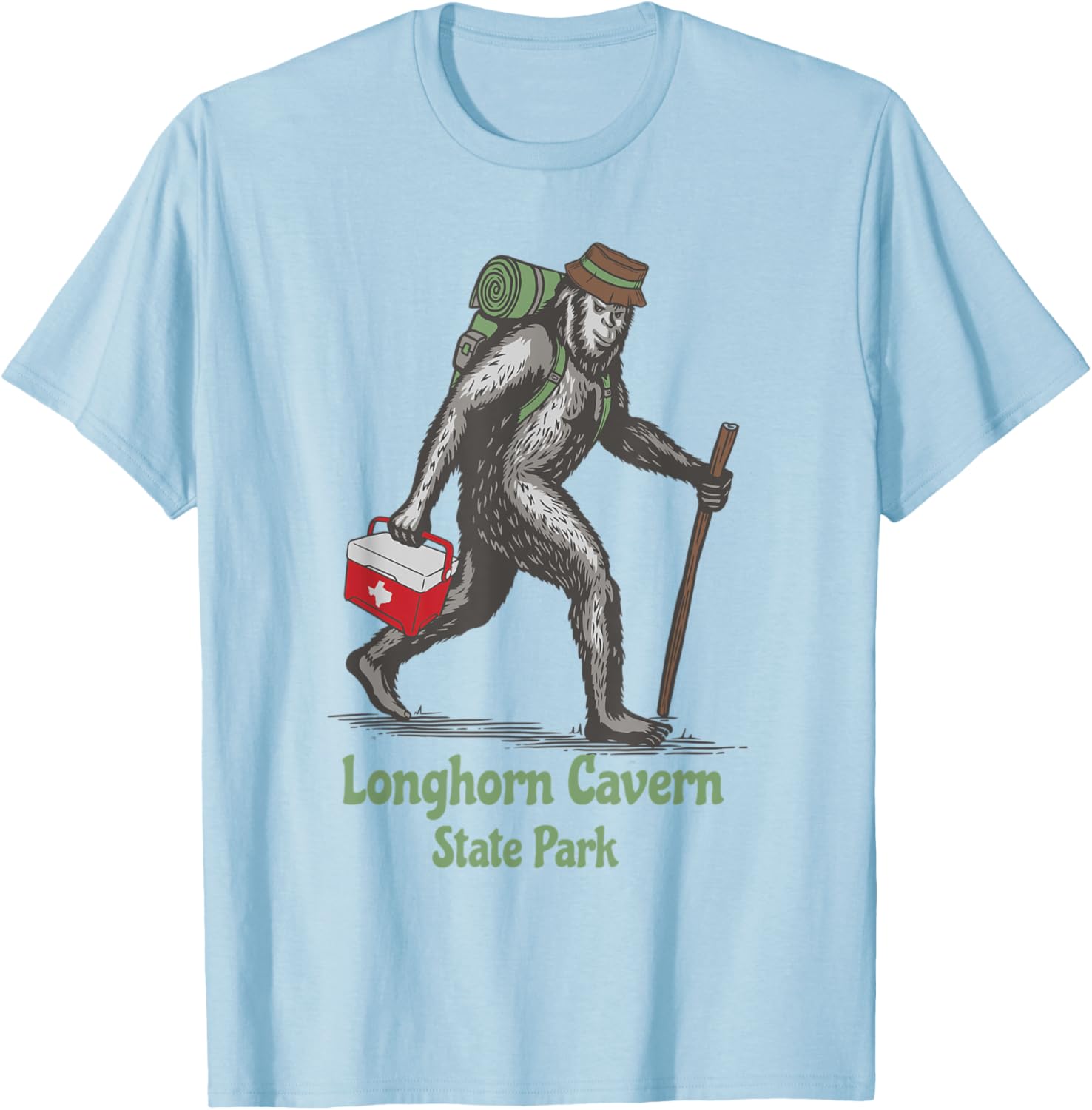 Bigfoot Sighting Longhorn Cavern State Park Texas Souvenir T-Shirt - T-Shirt | Light Blue