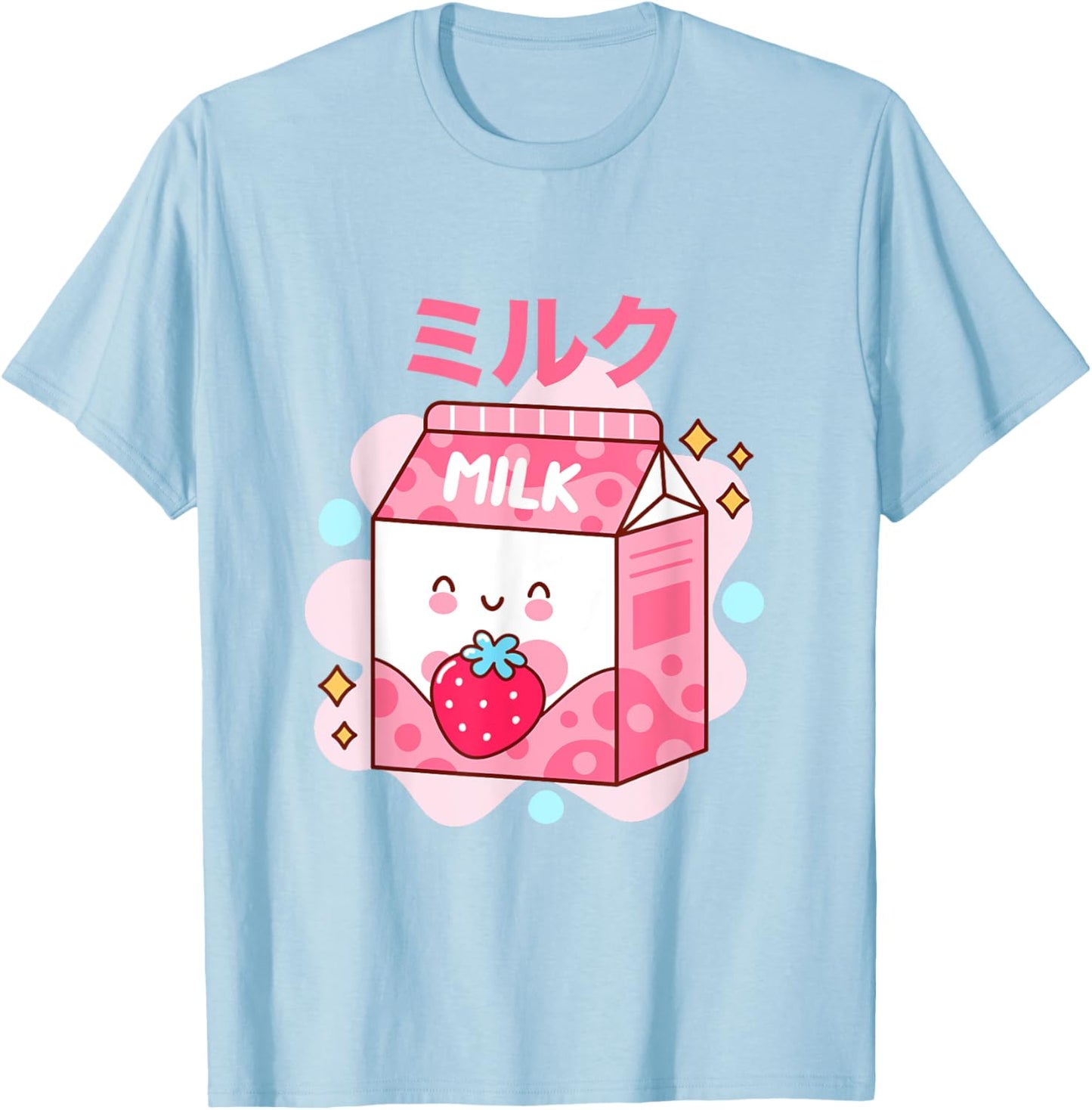 Japanese Strawberry Milk - Pink Strawberry Milk Shake Carton T-Shirt - T-Shirt | Light Blue