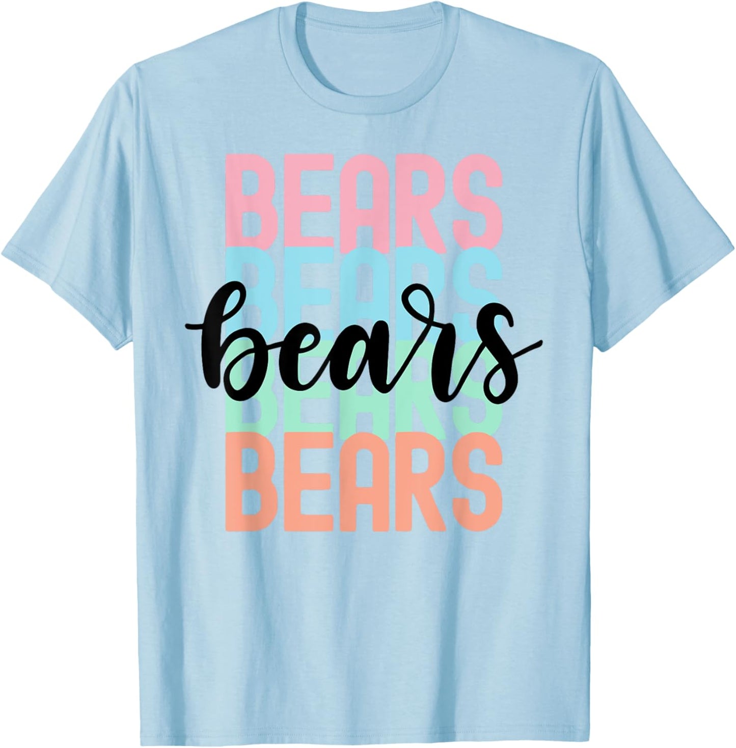 Bears Team Mascot School Spirit Game Night T-Shirt - T-Shirt | Light Blue