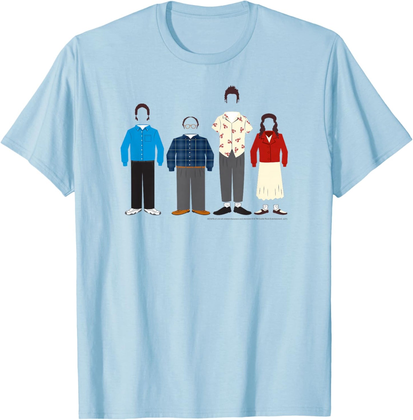 Seinfeld Cast Outlines with Outfits Funny 90's TV Show T-Shirt - T-Shirt | Light Blue